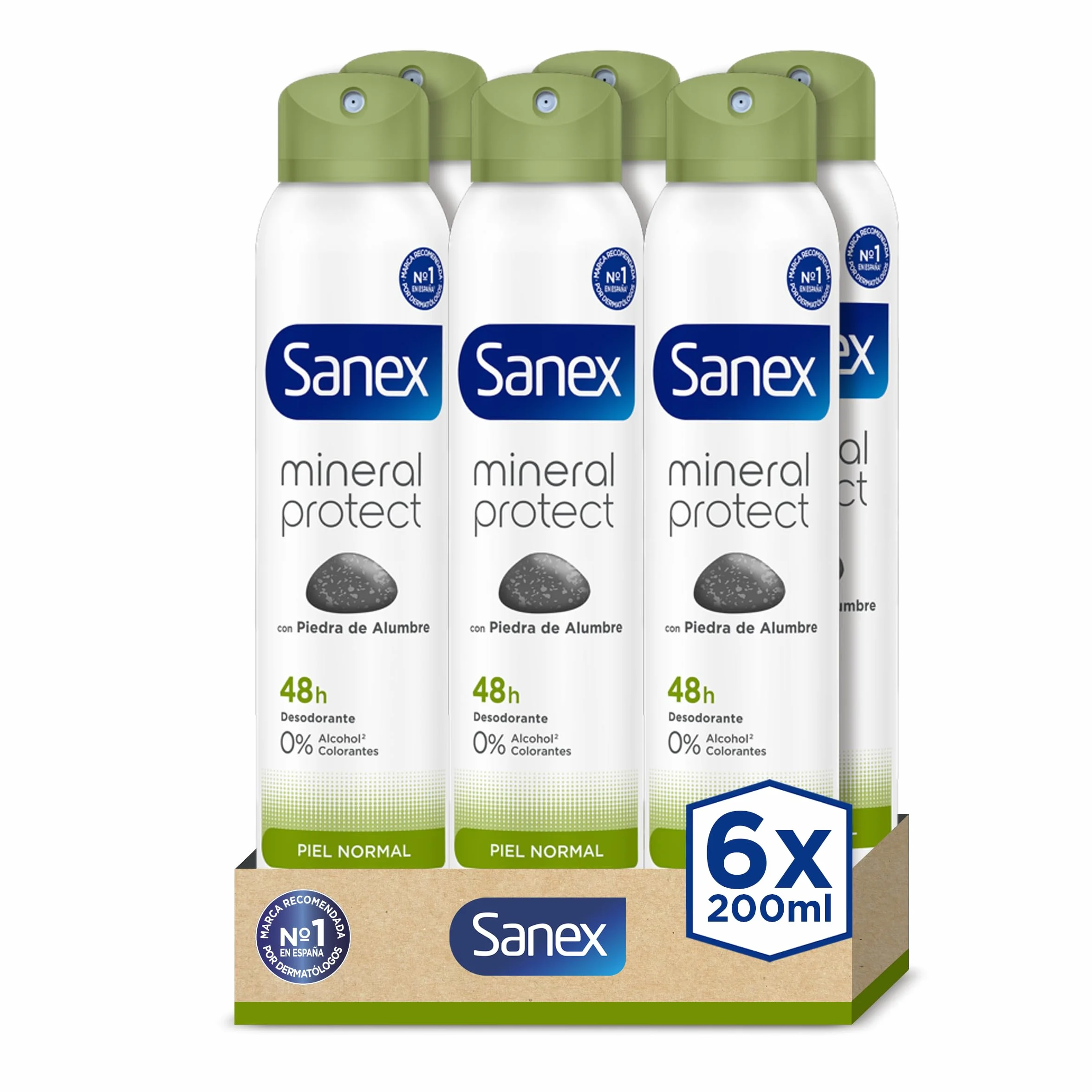 Sanex Mineral Protect Desodorante Spray 200 ml Pack 6 Uds Protección 48h
