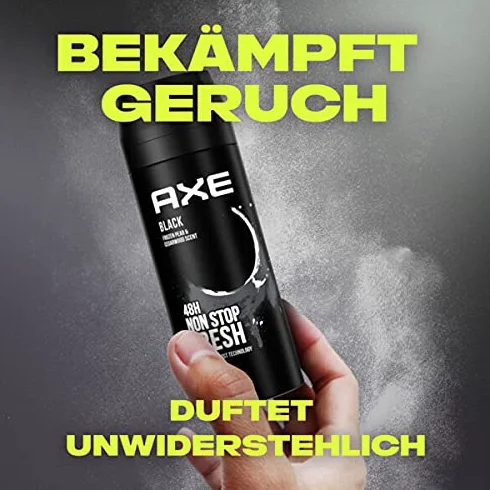 AXE Bodyspray Black, 12 x 150 ml desodorante sin aluminio en aerosol para hombres