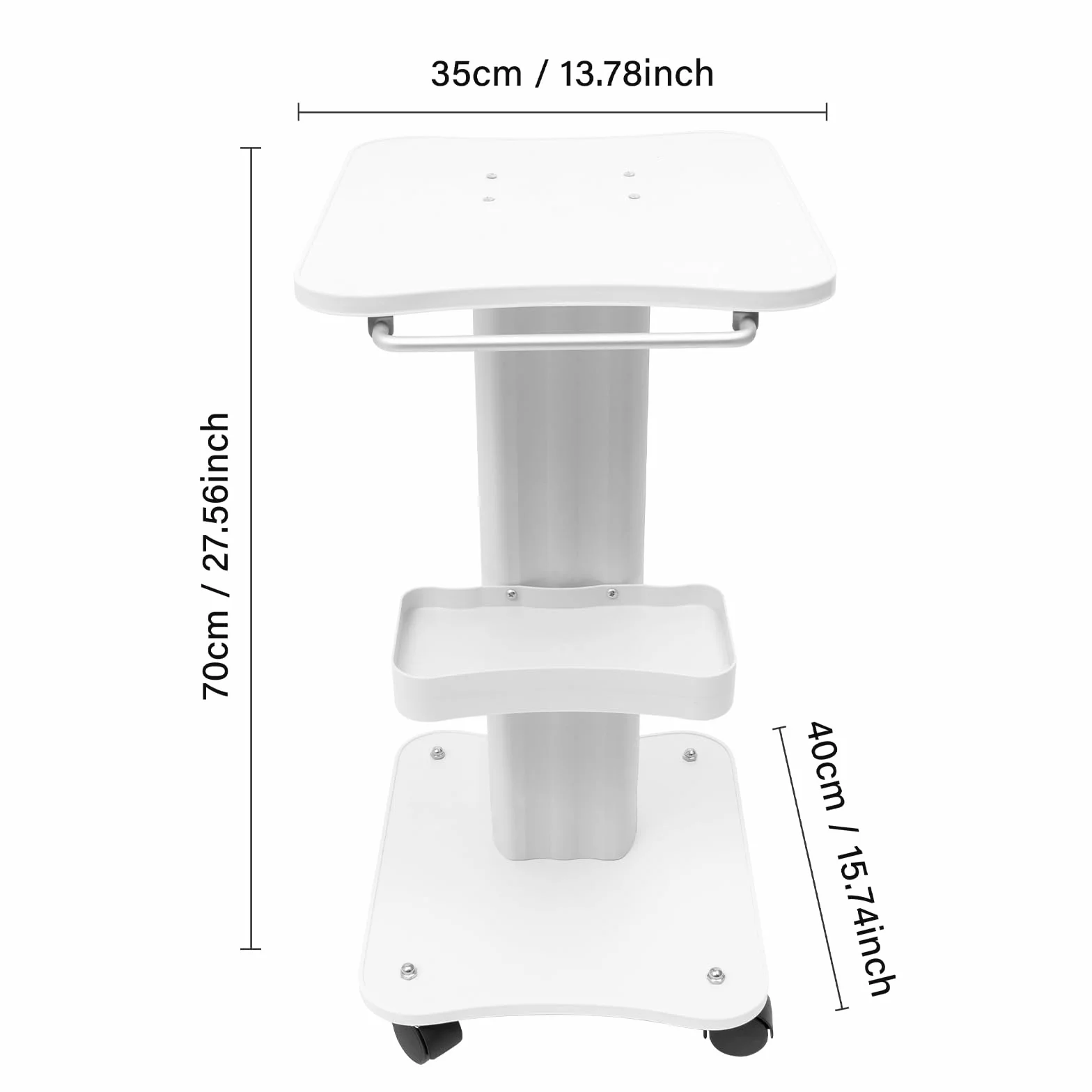 Carrito de belleza ABS con ruedas y compartimento de almacenamiento blanco