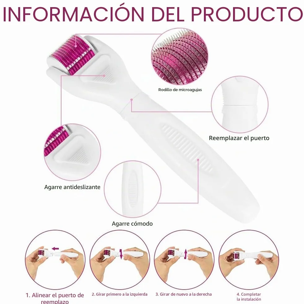 Derma Roller 6 en 1 Microneedle Roller 0.5mm+1mm+1.5mm para Cara y Cuerpo Microneedling Anti-Edad