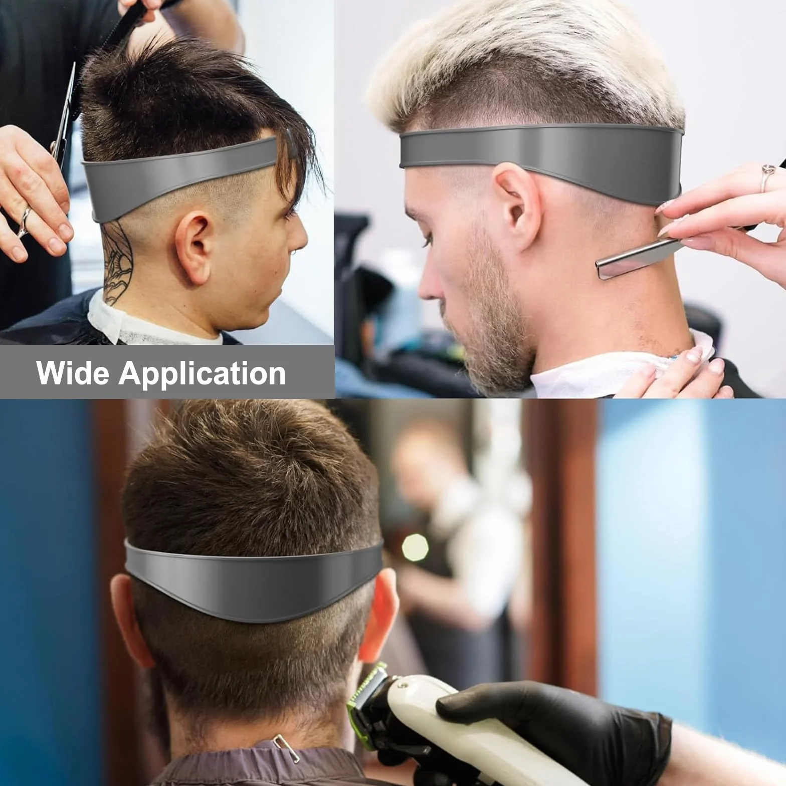 Plantillas de Afeitado para Escote, Bandas de Pelo de Silicona Curvadas, Guía de Corte Ajustable para Cabello