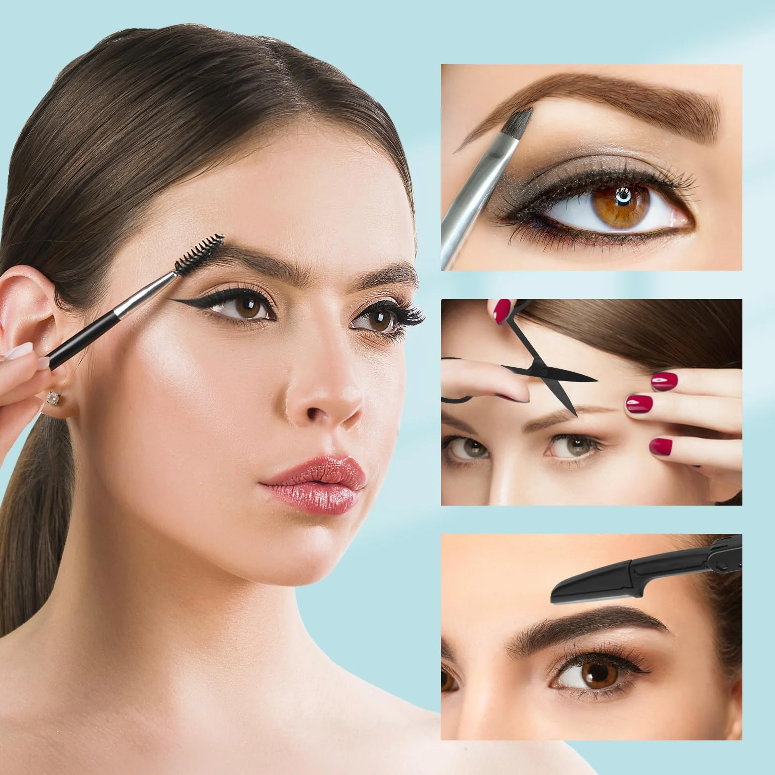 Pinzas depilar profesionales 7 piezas SWEET VIEW para cejas facial (Negro)