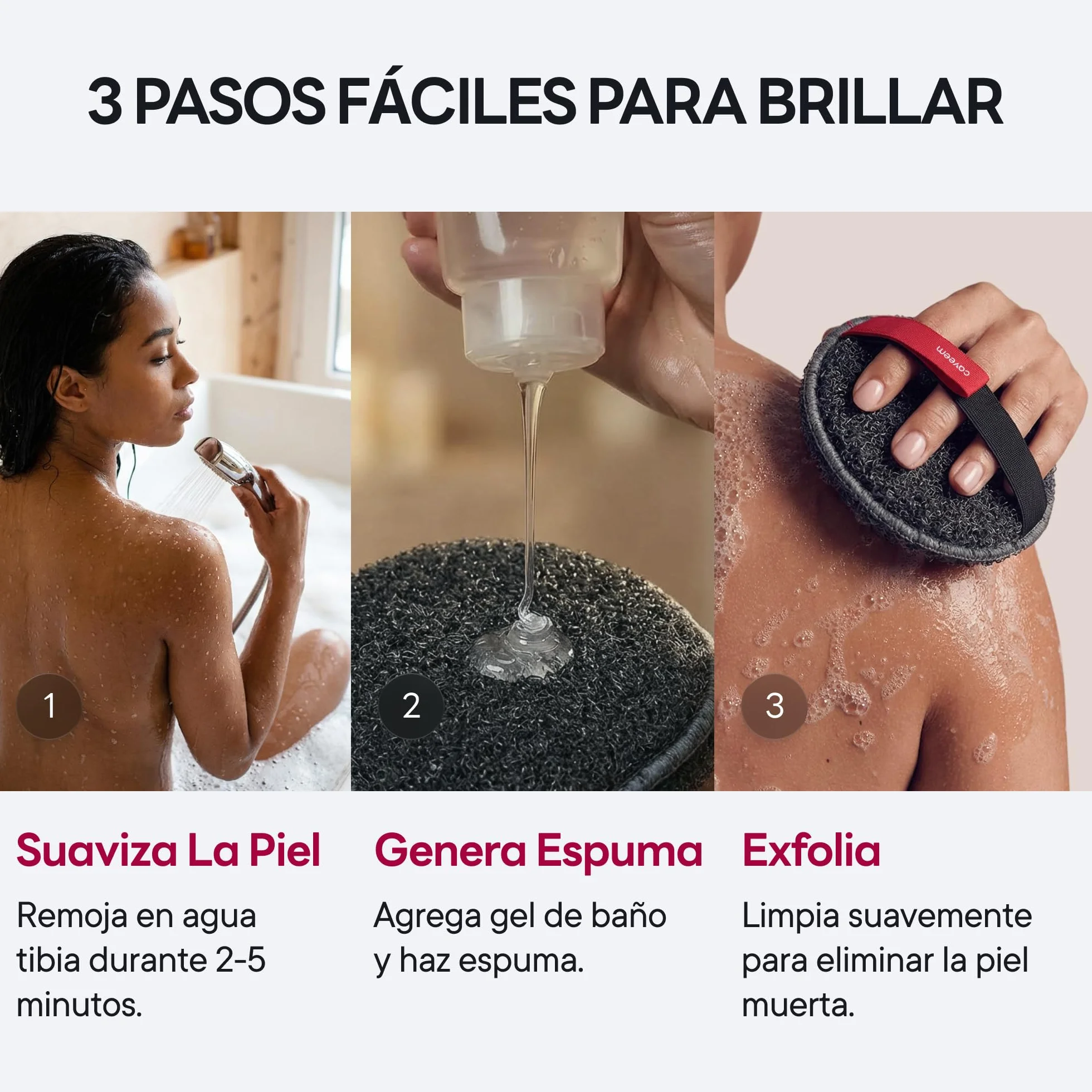 CAVEEM Esponja Exfoliante Corporal Doble Cara, Paquete de 2, Gris Oscuro