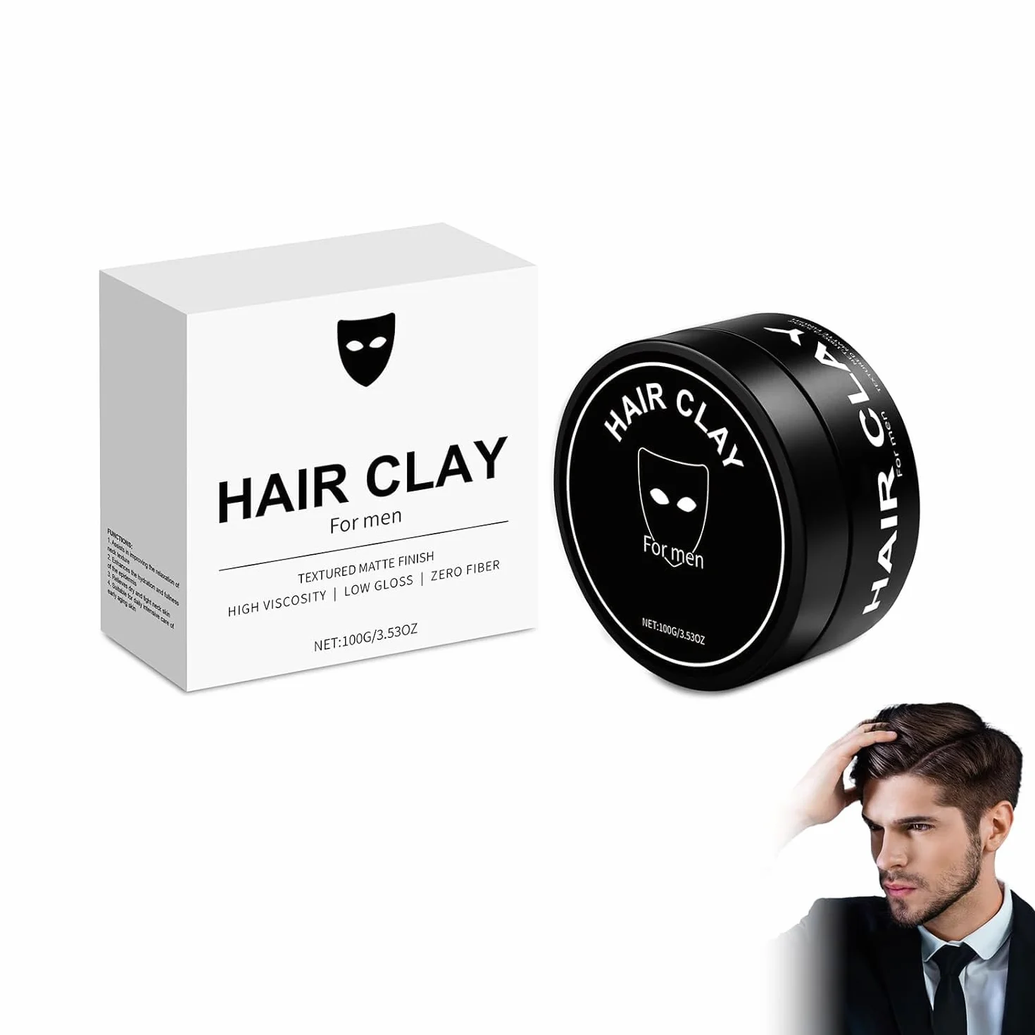 Arcilla de peinado para hombres 100 g acabado mate pasta de pelo a base de agua volumen textura