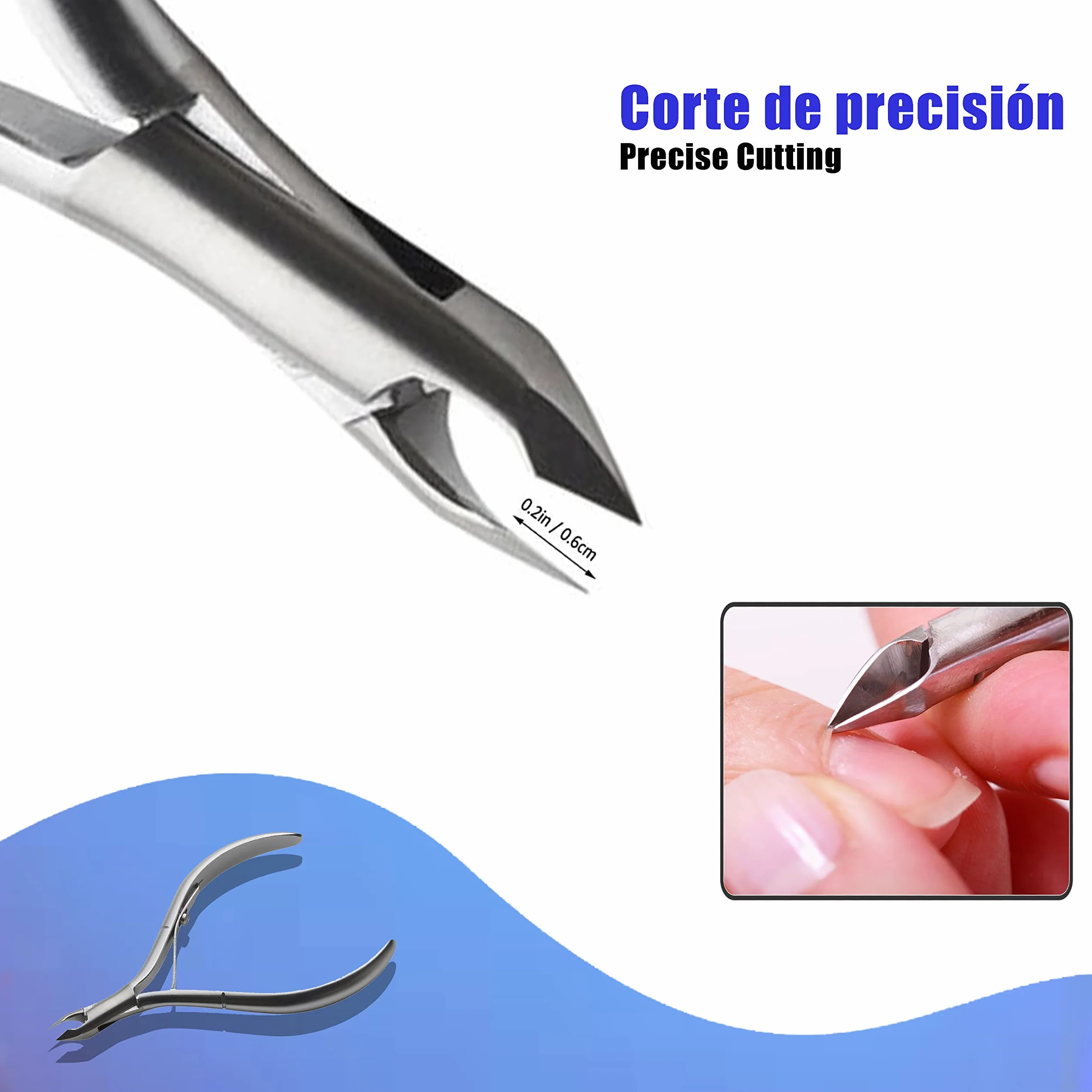 Set Corta Cuticulas Profesional Acero Inoxidable Alicate Empujador Manicura Pedicura