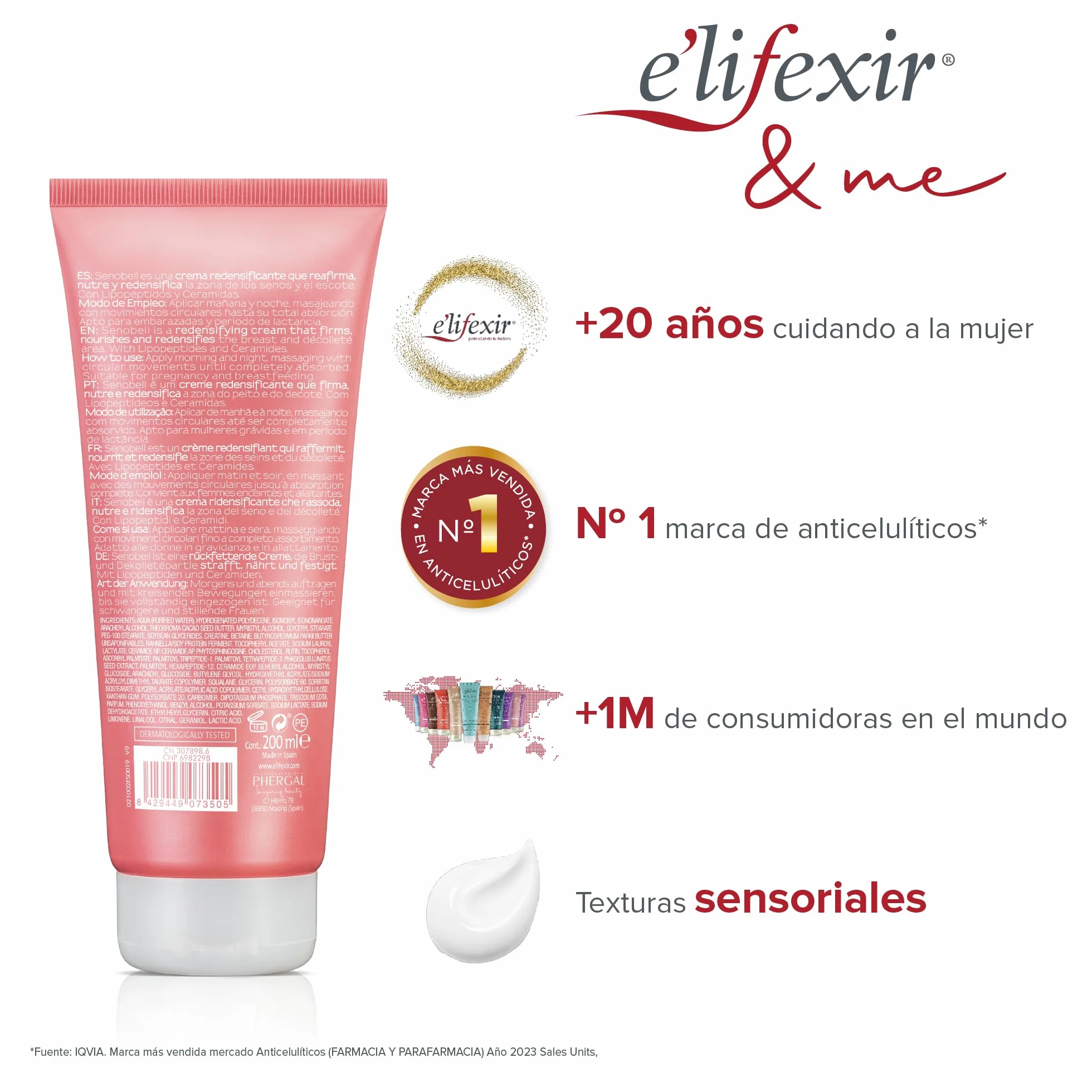Elifexir Senobell Crema Reafirmante Senos Tonificante Antiestrias 200 ml