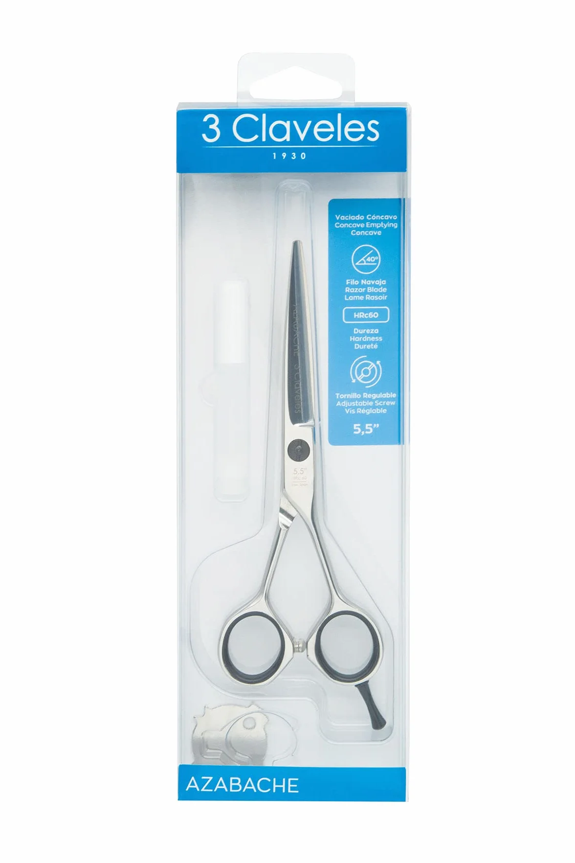 Tijera de peluquería de corte 5.5" acero inoxidable 3 Claveles Azabache