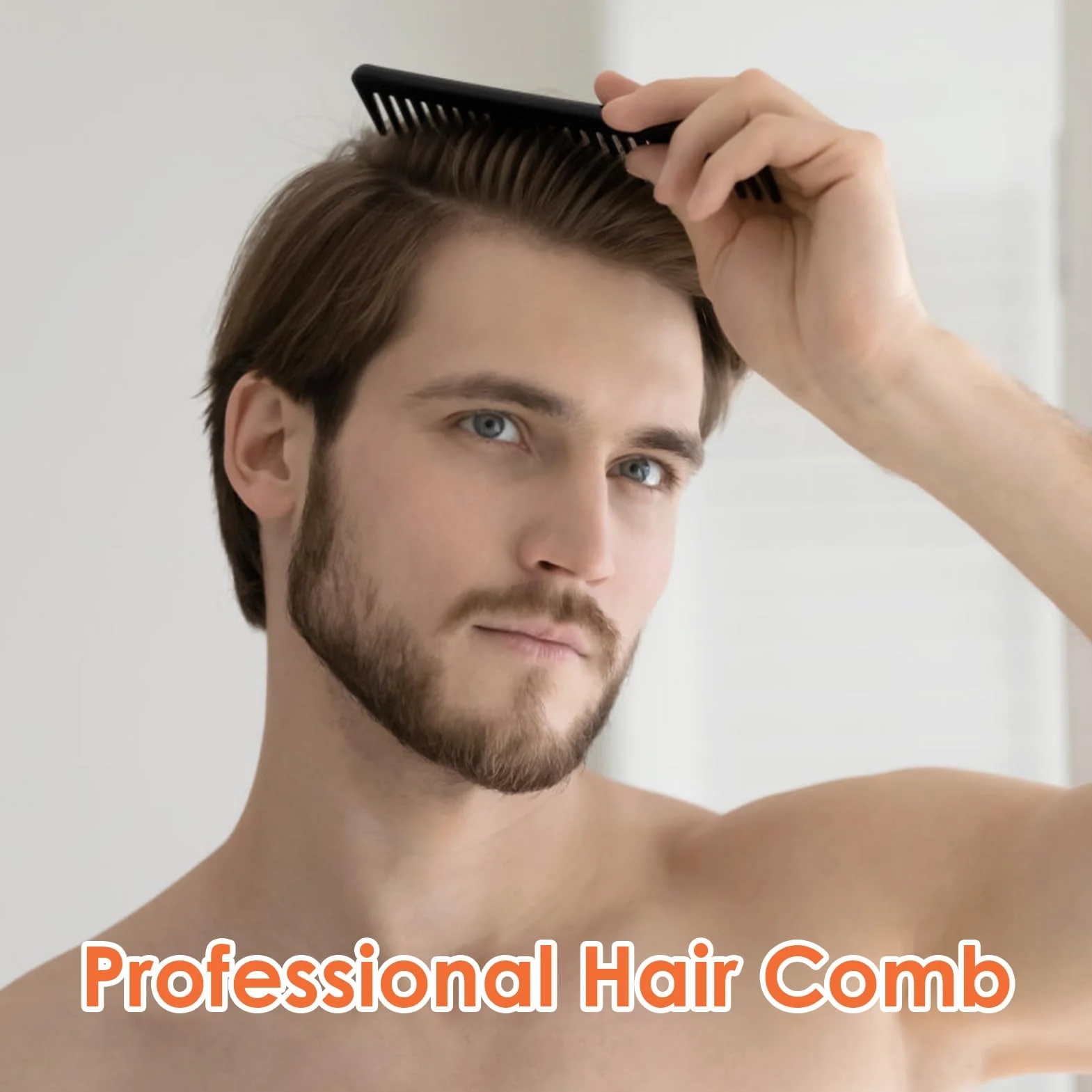 Peine de Carbono de Dientes Anchos Antiestático para Cabello y Barba Profesional