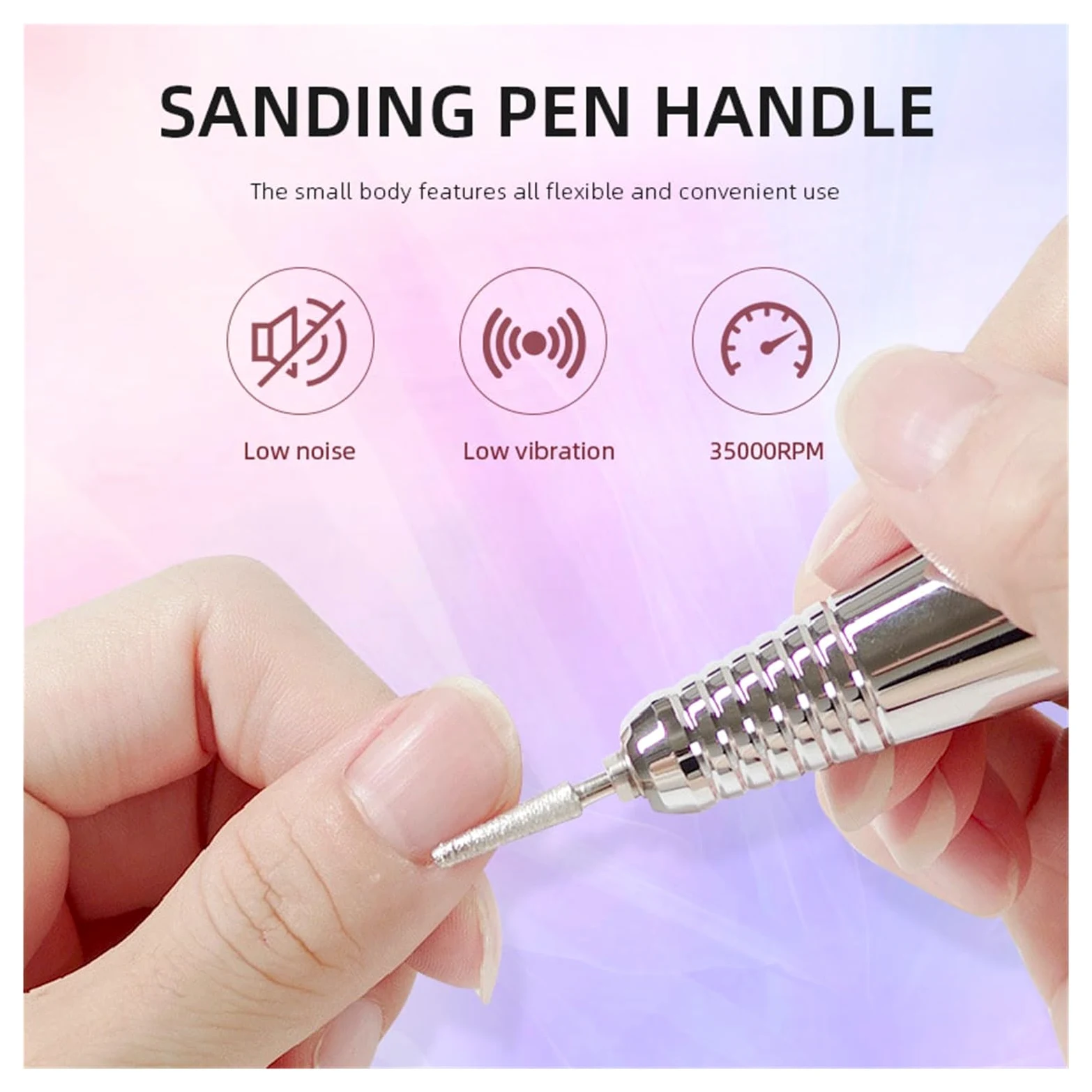 Torno para Uñas, Taladro de uñas de 35000RPM, lijadora de uñas eléctrica recargable, cortadora de fresado de máquina de manicura profesional for pulido de Gel(Bianco)