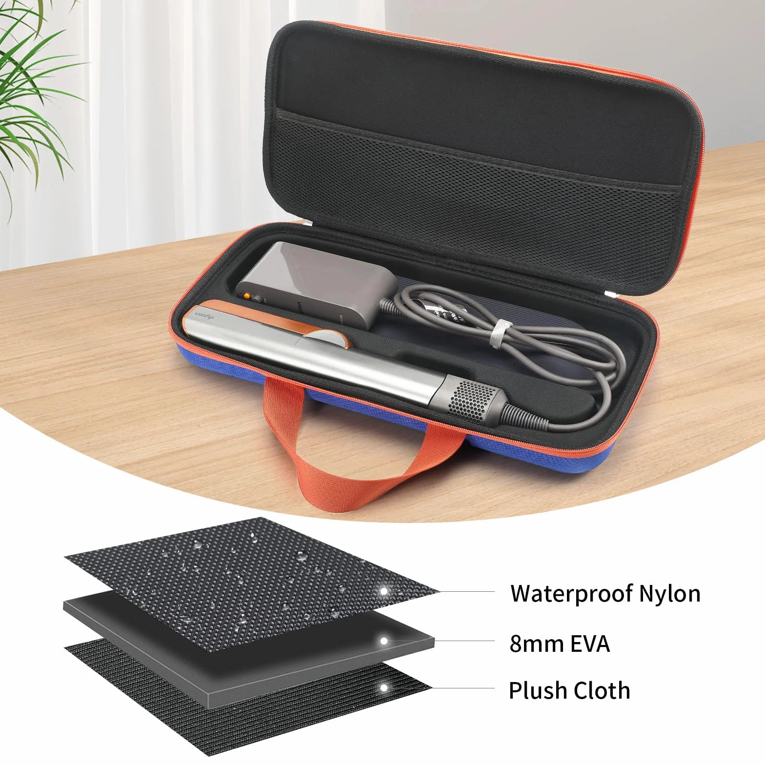 Funda rígida de transporte compatible con Dyson Airstrait Straightener HT01, almacenamiento seguro y protección para tu alisador de cabello y accesorios (azul)