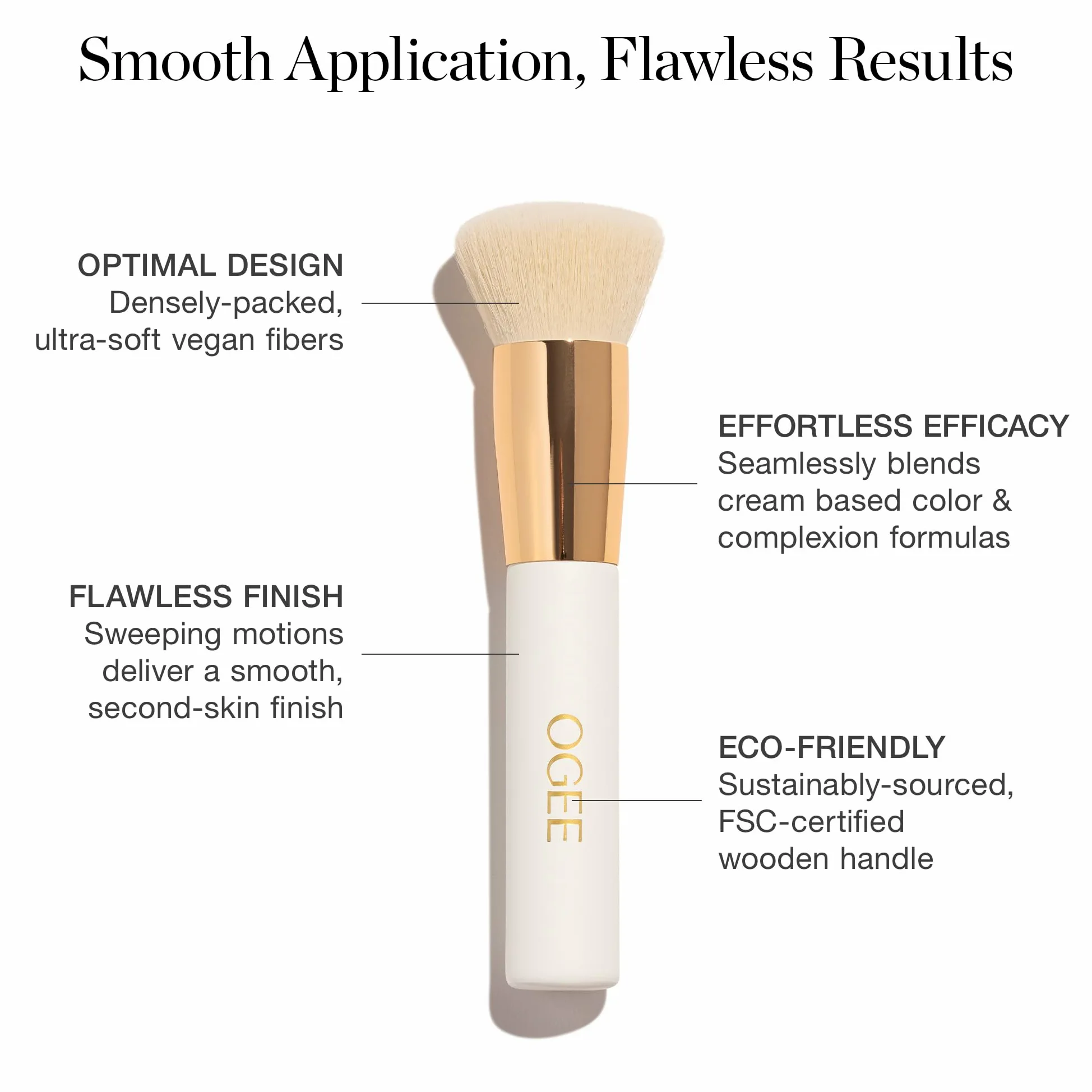 Ogee Blender Brush - Brocha de maquillaje de calidad profesional, brocha de base ultrasuave con cerdas veganas para una aplicación de maquillaje impecable