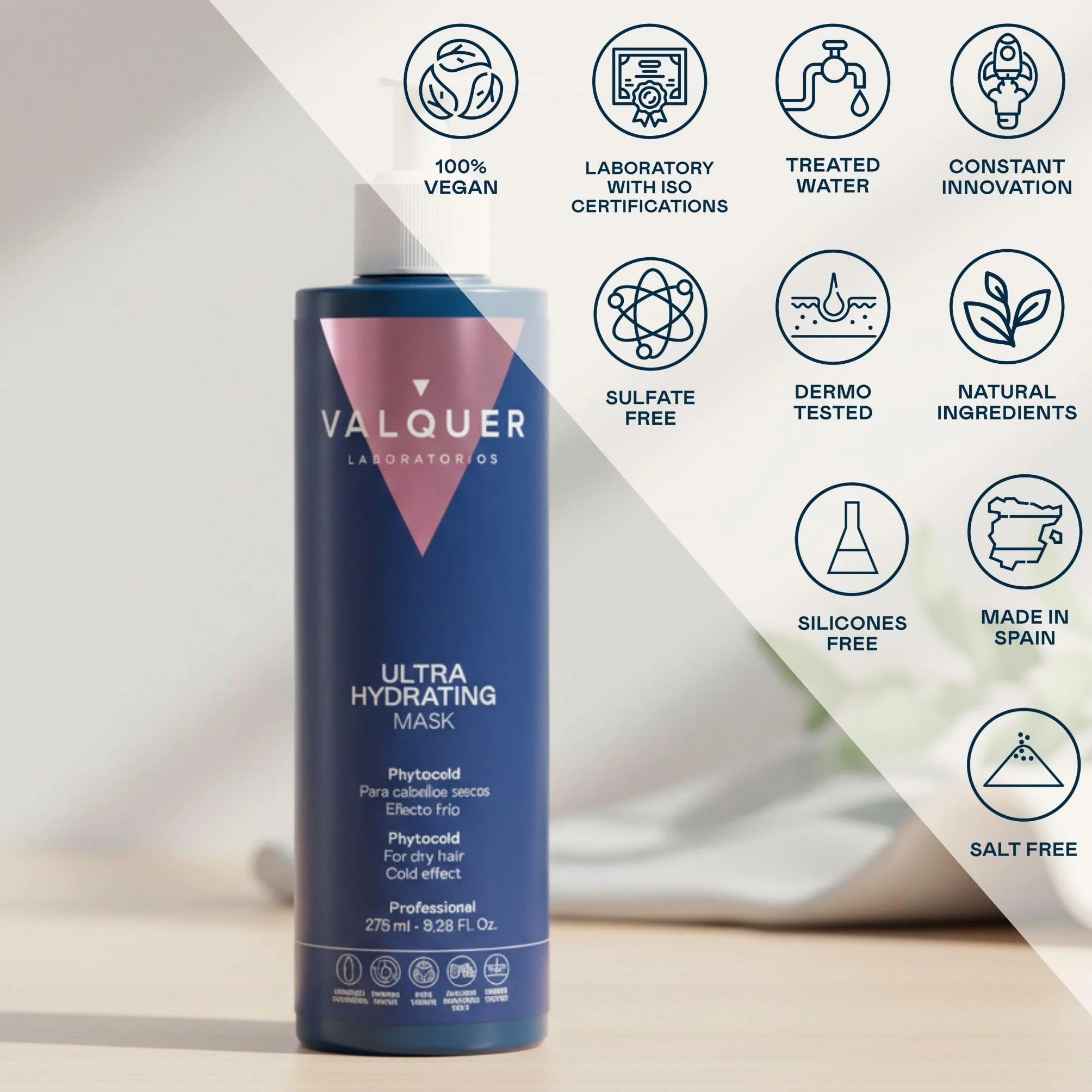 VALQUER Mascarilla Capilar Ultra Hidratante Zero 275 ml Repara, Nutre y Revitaliza Cabello Seco Antifrizz con Keratina, Extracto de Soja y Vitaminas Vegano