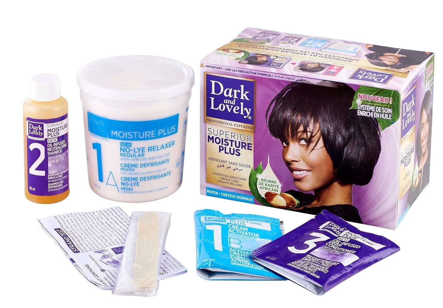 Dark & Lovely No Lye Relaxer Regular Kit Cabello Normal Pack