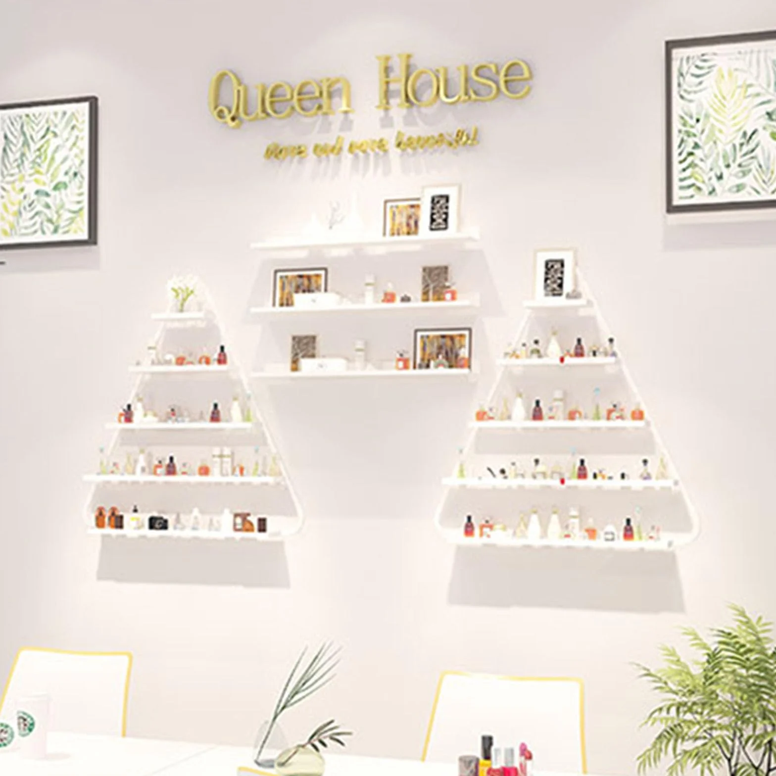 Organizador De Estantes Flotantes Para Montaje En Pared, Estante De Pared De Metal Para Esmalte De Uñas, Soporte De Exhibición De Pegamento Para Esmalte De Uñas, Estante De Especias Montado, 6 Pieza