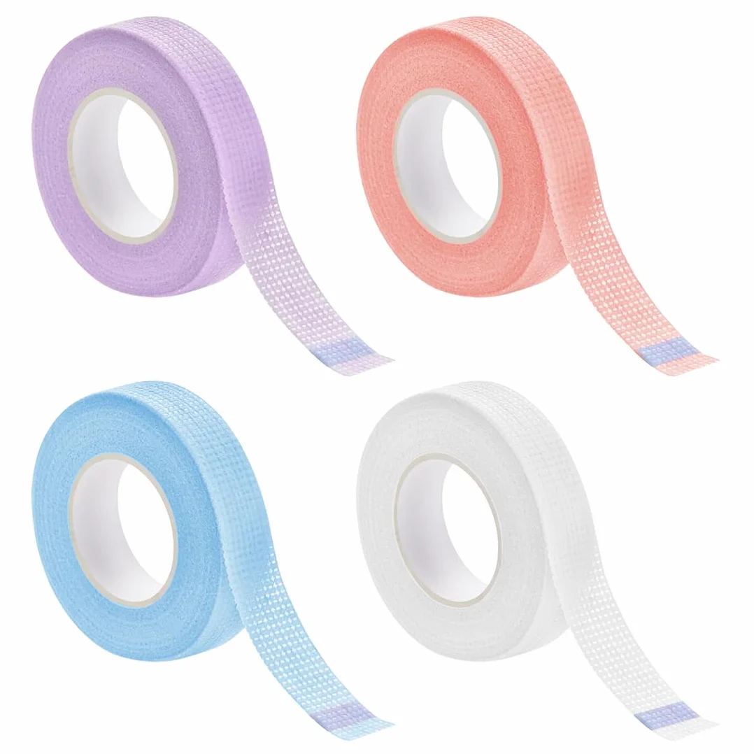 Cinta Microporo para Extensiones de Pestañas 4 Rollos, Cinta Adhesiva Eyeliner para Maquillador