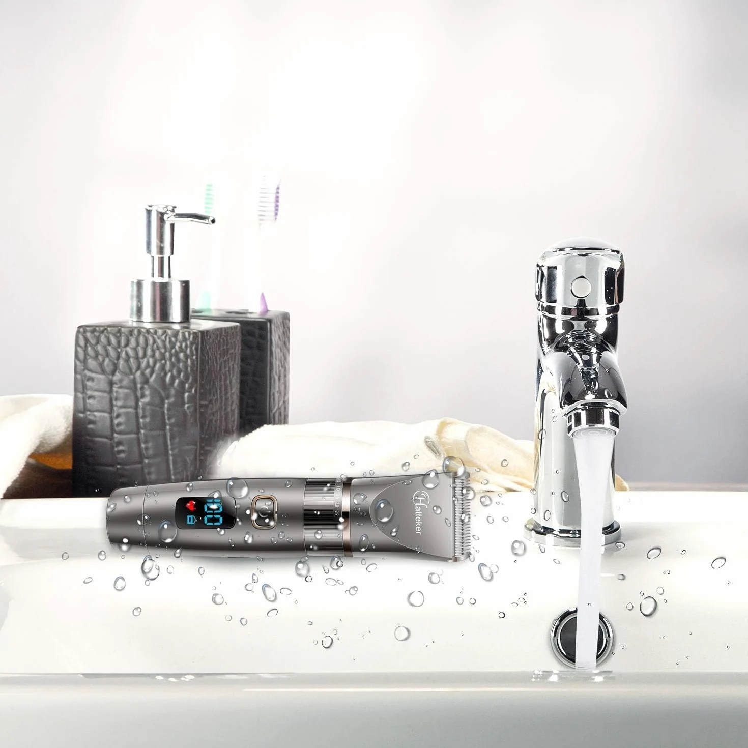 Hatteker Cortapelos Hombre Maquina Cortar Pelo Cortadora Barbero Electric Recortador Barba Waterproof