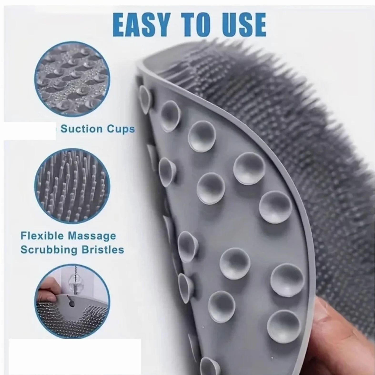 2 uds Cepillo de baño Almohadilla Exfoliante Almohadilla de Masaje de pies de Ducha Cepillo de Ventosa for Limpiar la Parte Trasera del pie Cepillo de Lavado Cuerpo de baño para Baño(Gray)