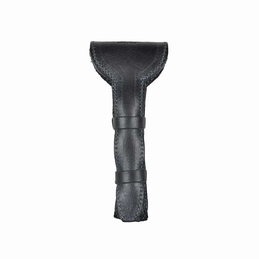 Esconde y bebe, funda protectora de doble filo de piel para afeitadora hecha a mano, color negro