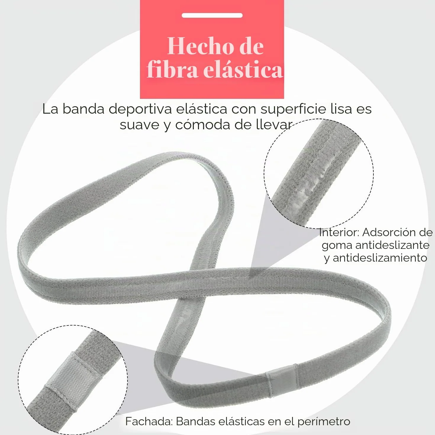 Bandas elásticas deportivas antideslizantes gruesas para mujeres y hombres negro gris blanco