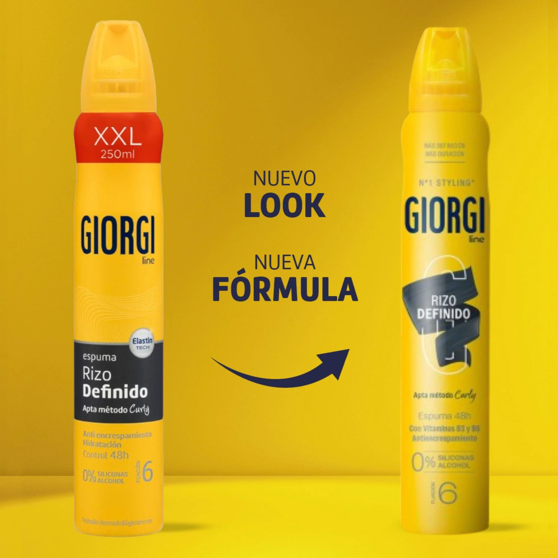 Giorgi Line Espuma Rizo Definido Anti Encrespamiento Máxima Hidratación 0% Alcohol 0% Siliconas Fijación 6 250 ml