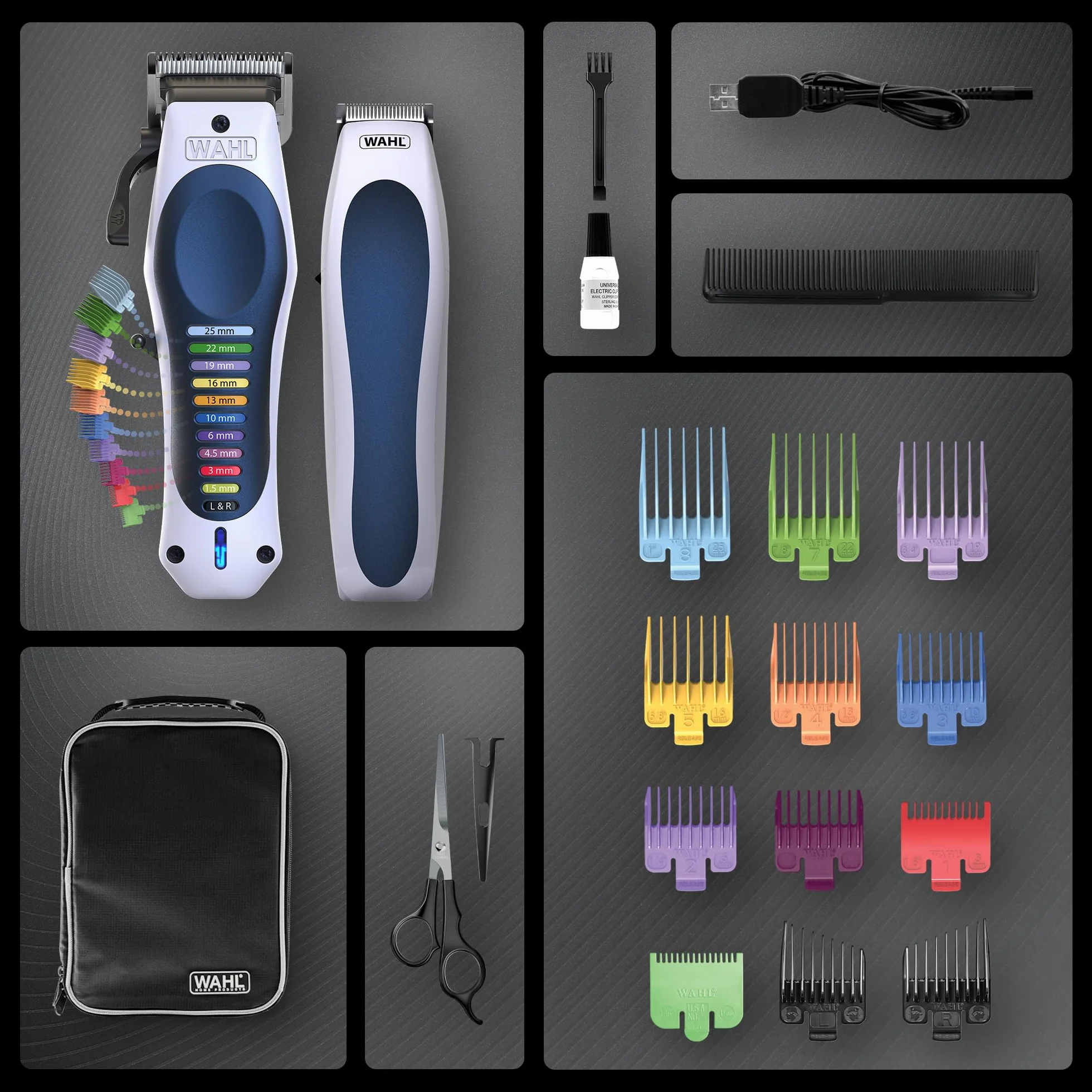 WAHL Color Pro Lithium Combi Kit, Kit de Corte de Pelo Total, Cónico, Batería Potente