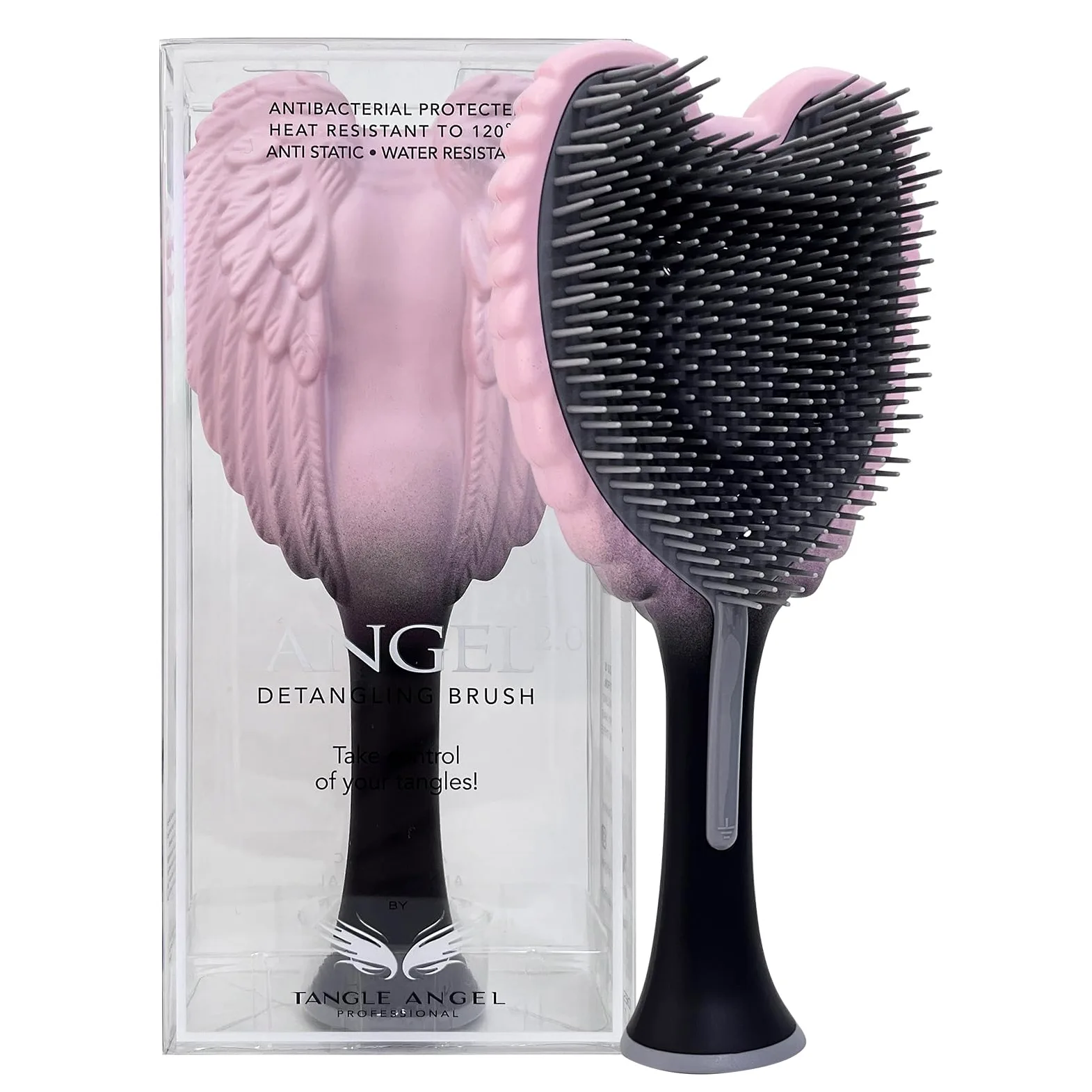 Tangle Angel Cepillo para desenredar el cabello para mujer, cepillo antiestático con alas de ángel para cabello húmedo y seco, cepillo desenredante de cerdas flexibles para cabello liso, ondulado y