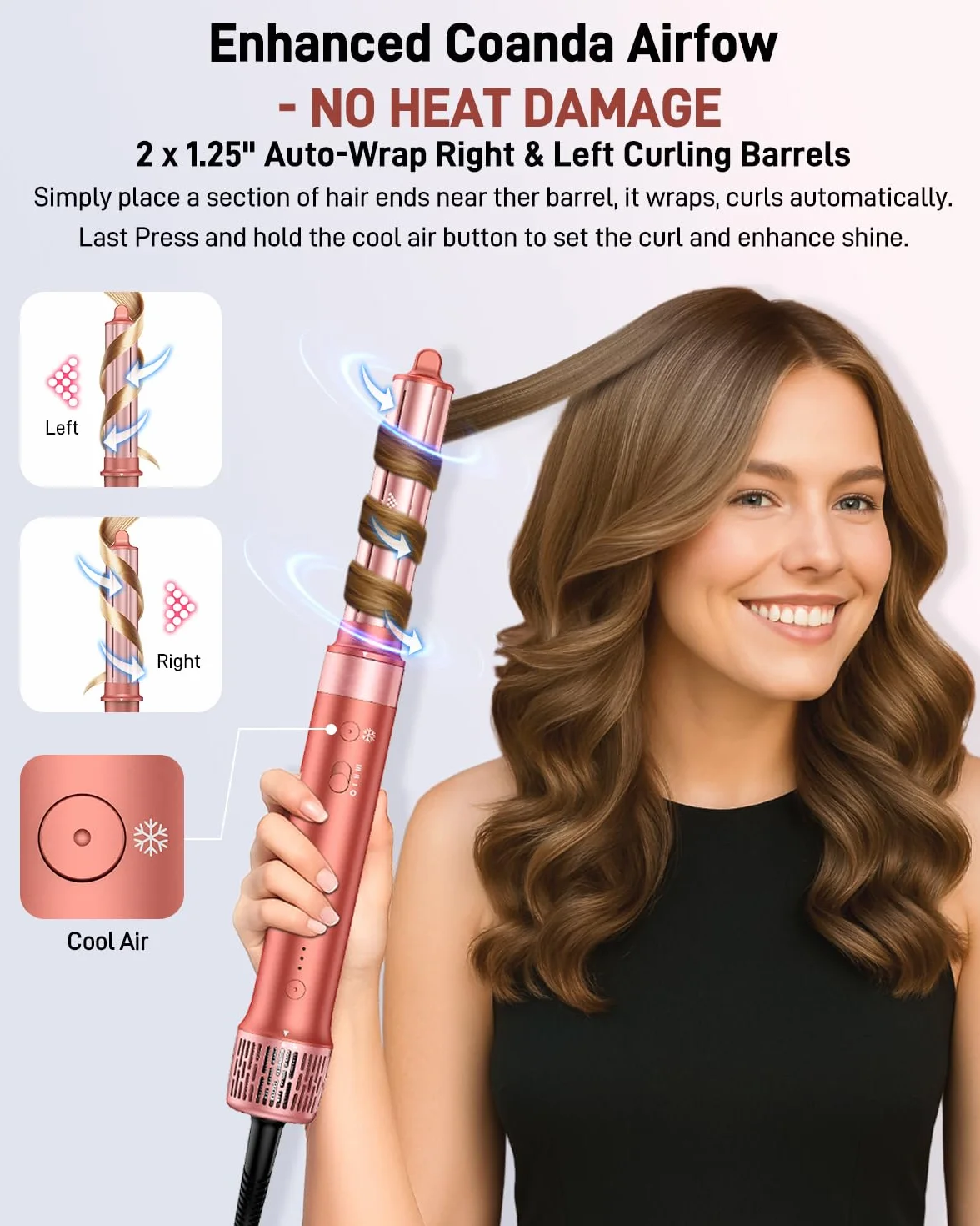 HITTIONA 5 en 1 Air Styler Cepillo Secador, Secado Rápido, Sin Frizz, Volumisation, Bolsa Regalo