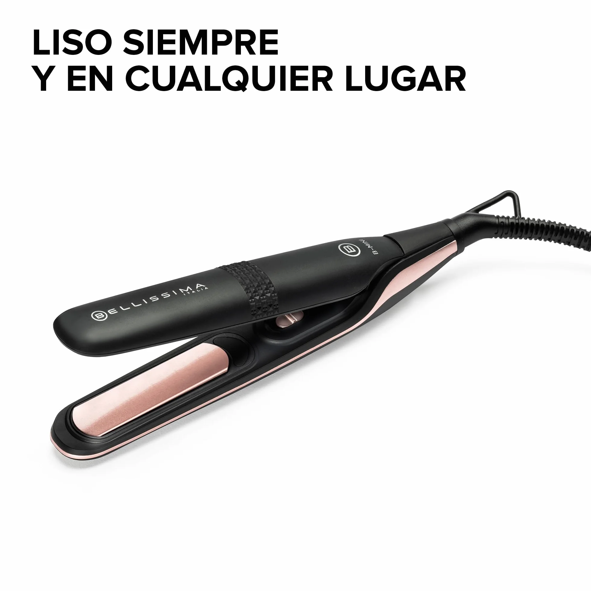 Bellissima Plancha Mini de Pelo Compacta, Revestimiento Cerámico, 200°C, Multivoltaje Automático