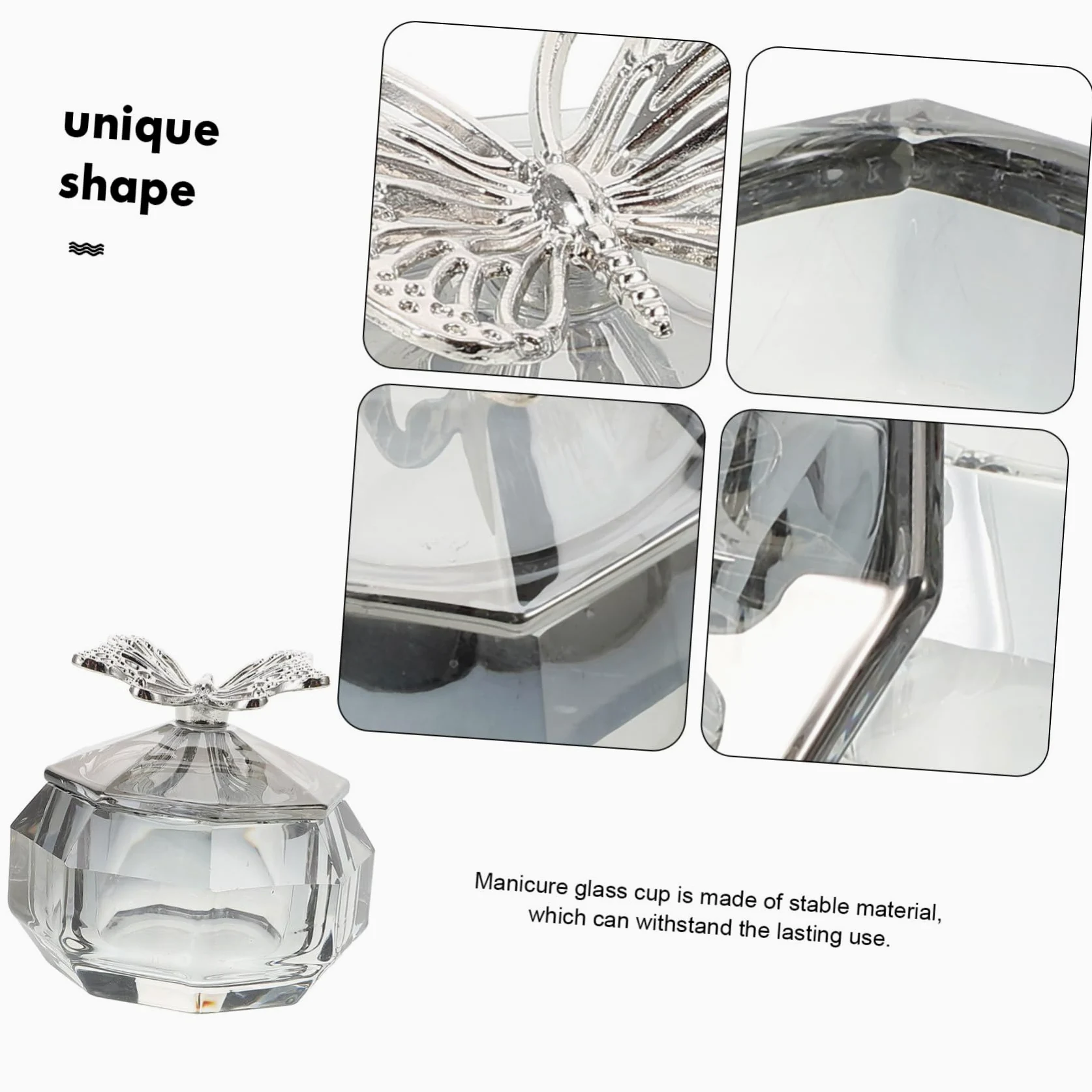 minkissy 5 Piezas Copa de Taza de de cristal Taza de manicura de cristal herramientas de manicura decoración de plato decorativo para con tapas vaso de vidrio para