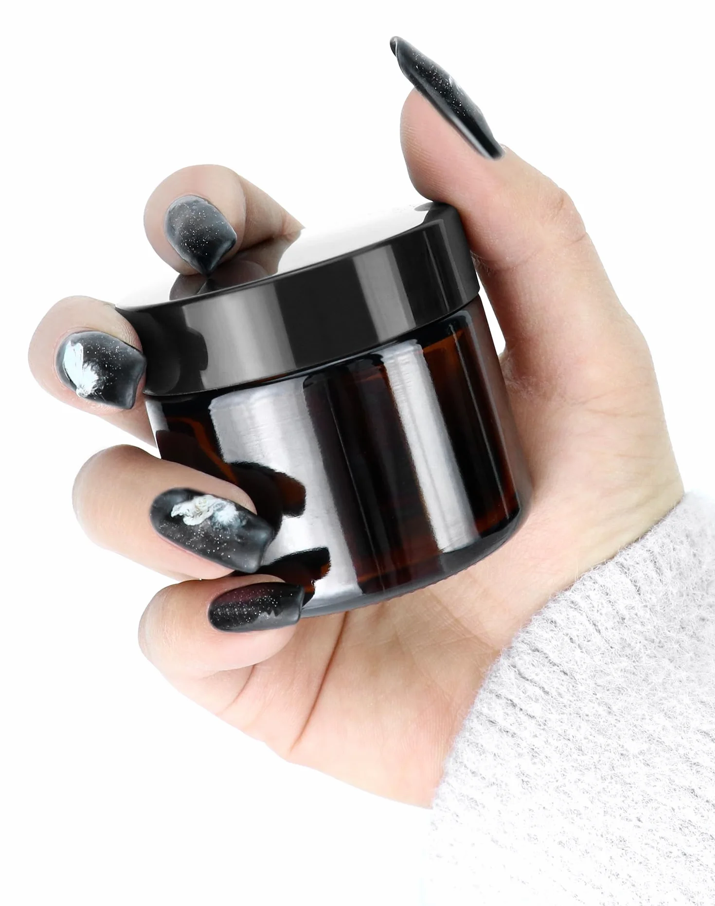 Frascos de vidrio ámbar 60 ml con tapas negras protección UV para aceites esenciales