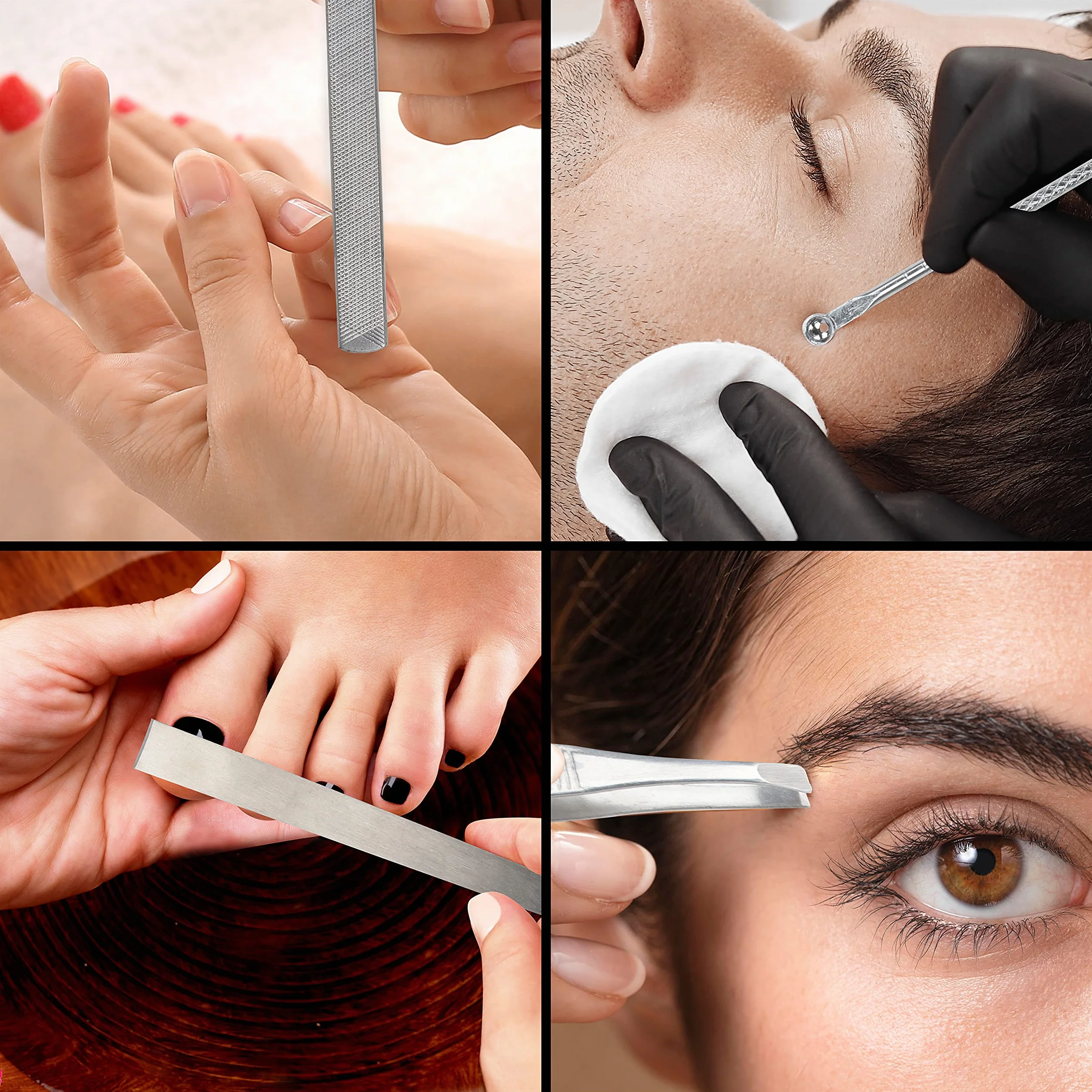 Set de Manicura Pedicura 19 Piezas Acero Inoxidable Cortauñas Estuche Lujo