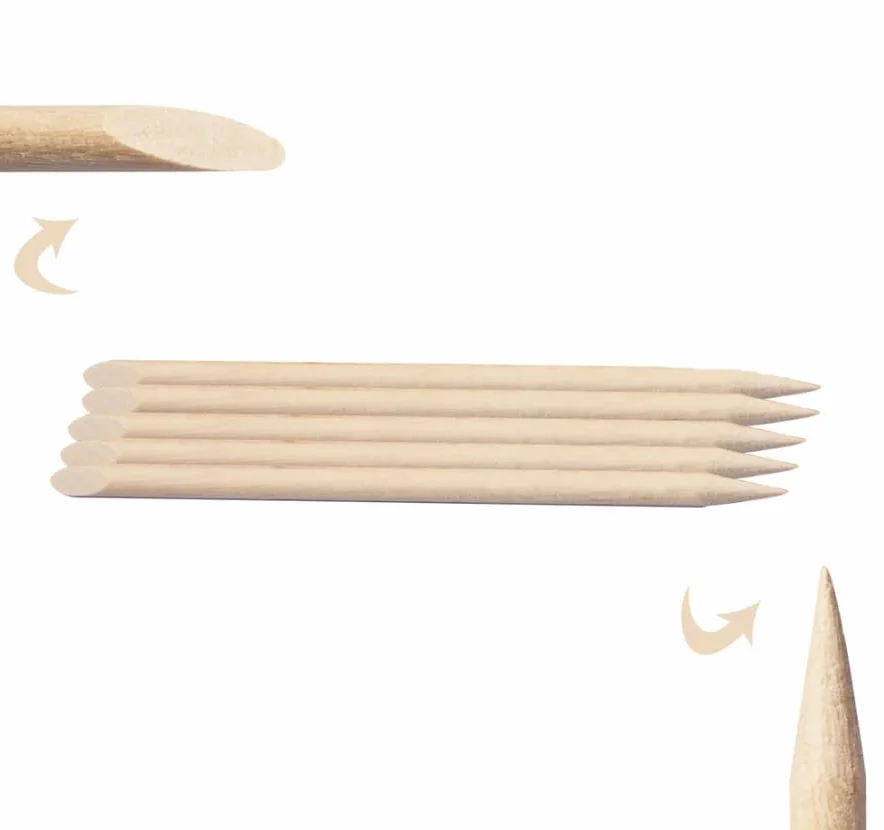 Paquete 12 palitos madera cutículas Nail Art 11,5 cm doble punta
