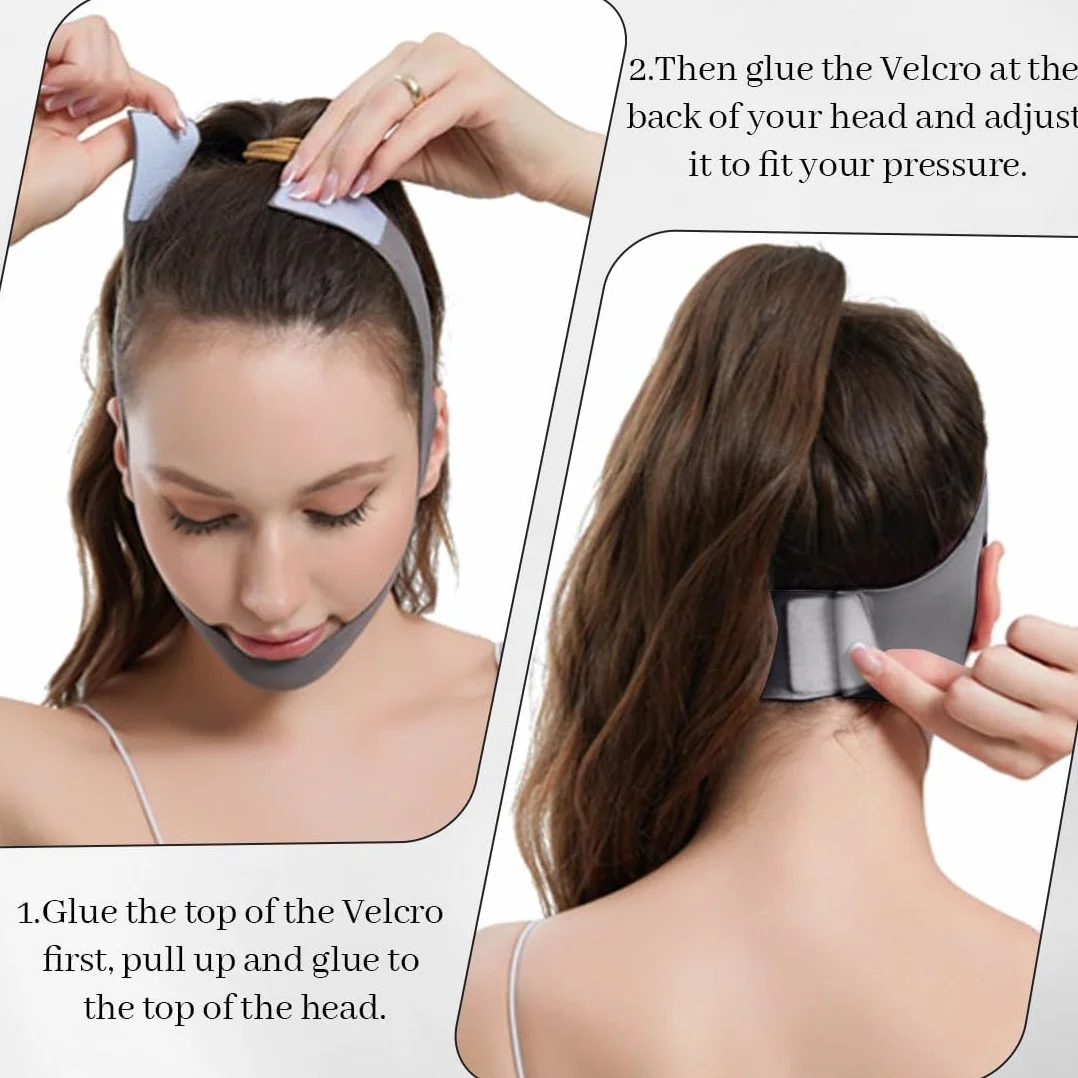 Maschera lifting doppio mento fascia post lifting viso collo contorno viso a V rassodamento grigio