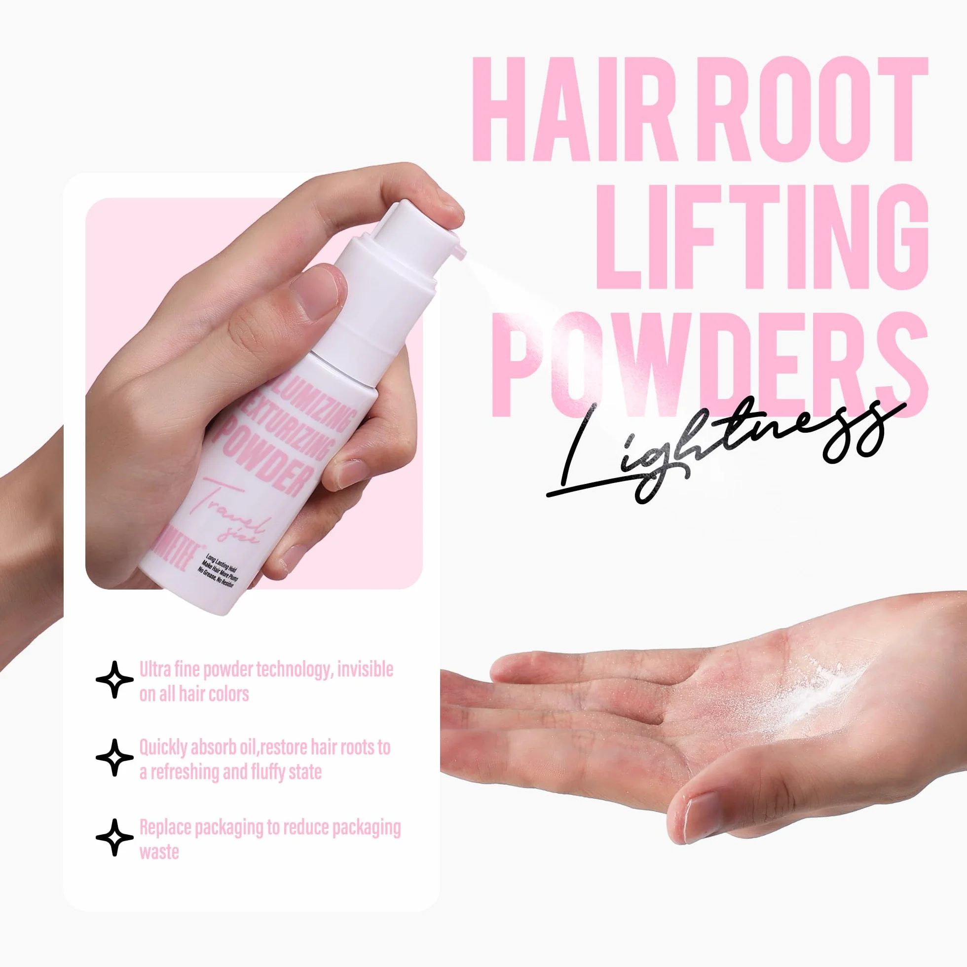 immetee Polvos Texturizantes Pelo Hombre Mujer 13g, Polvos Para el Pelo, Efecto Mate, Forte Sostener, Paquete 13g