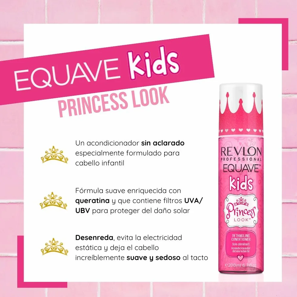 REVLON PROFESSIONAL EQUAVE KIDS Princess Look Acondicionador en Spray Desenredante Pelo Niñas Sin Aclarado 200 ml