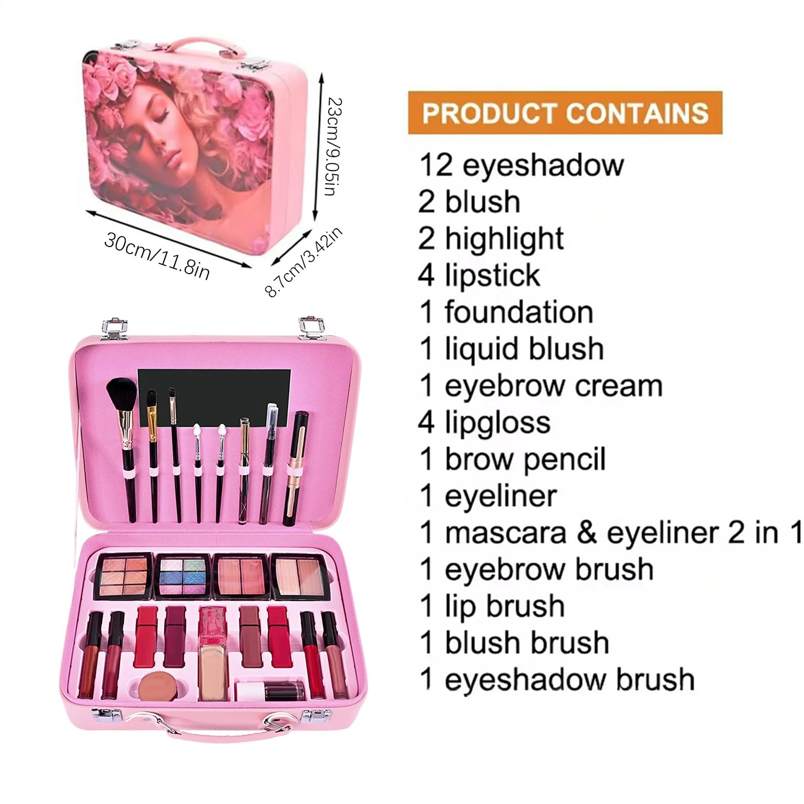 Colección De Maquillaje Para Mujeres Paleta Cosmética Portátil | Kit De Maquillaje Portátil Impermeable para Damas Madres Abuelas Novias Cumpleaños y Citas