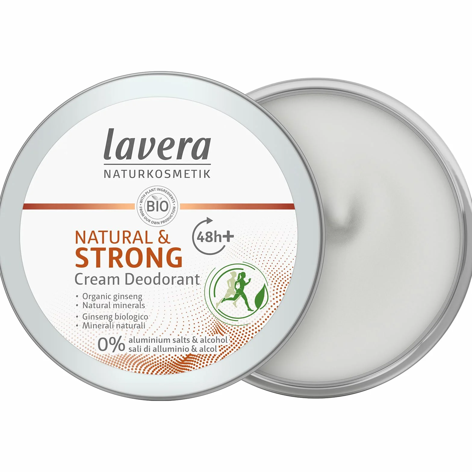 lavera Crema desodorante natural fuerte vegana ginseng orgánico minerales sin aluminio 48 horas protección 50 ml