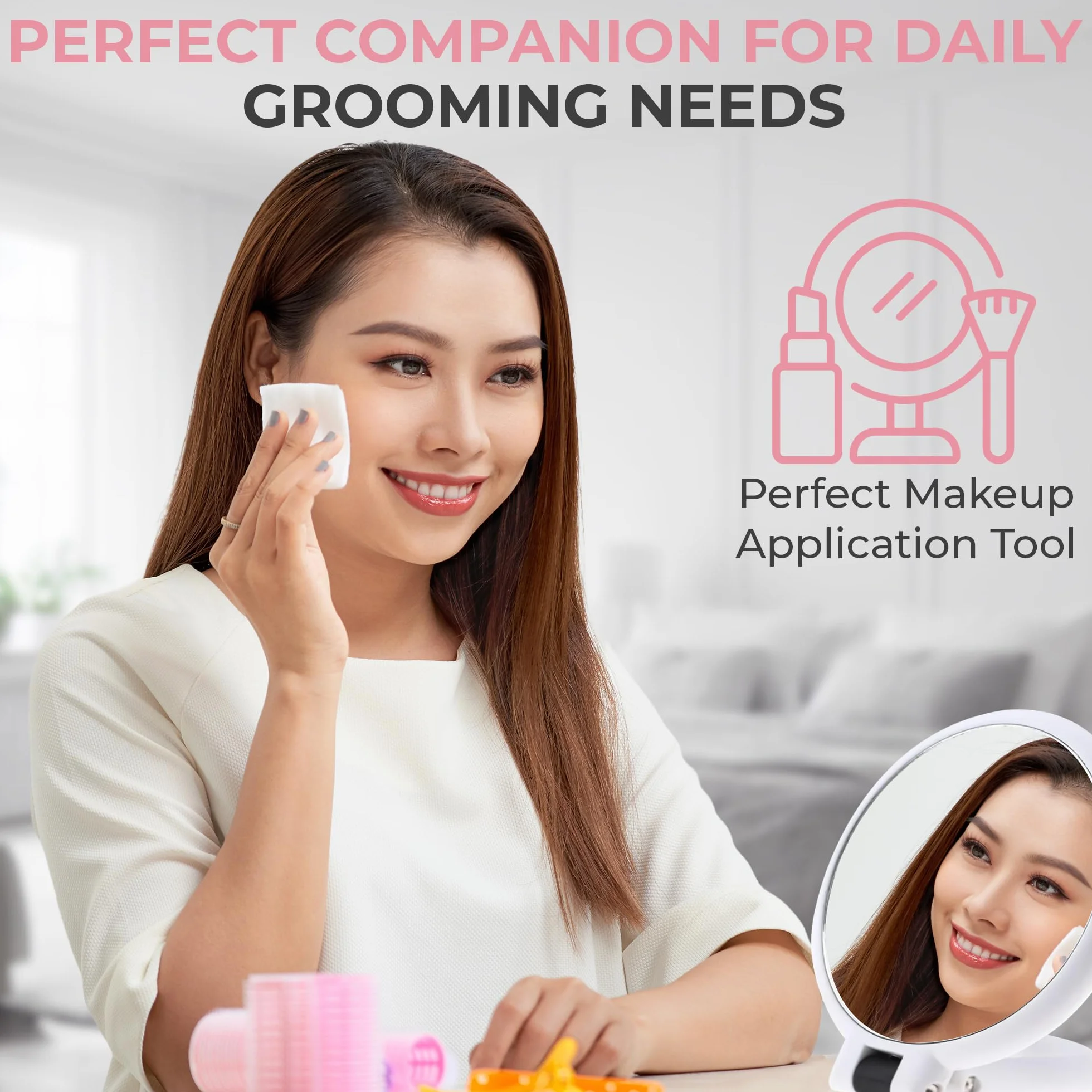 Espejo de Aumento 15x Plegable de Mano con Mango para Maquillaje y Viajes