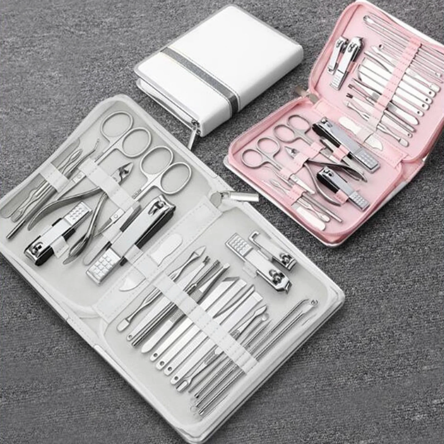 Kit de Manicura 11-26 Pcs Professional Stainless Steel Nail Clippers Manicure Set Cutter Scissor Cuticle Nipper Nail Tools Set Travel Case Kit Kit Cortauñas