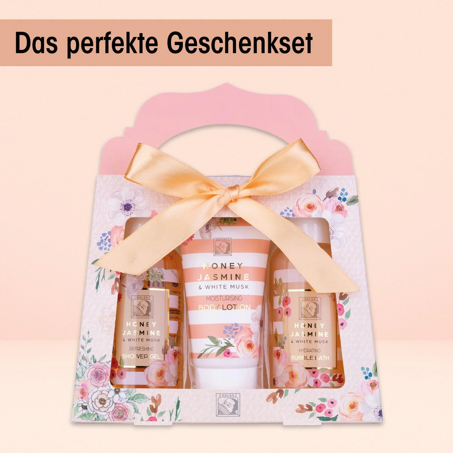 Accentra Set de ducha HONEY JASMINE 3 piezas gel loción corporal baño de burbujas regalo bienestar