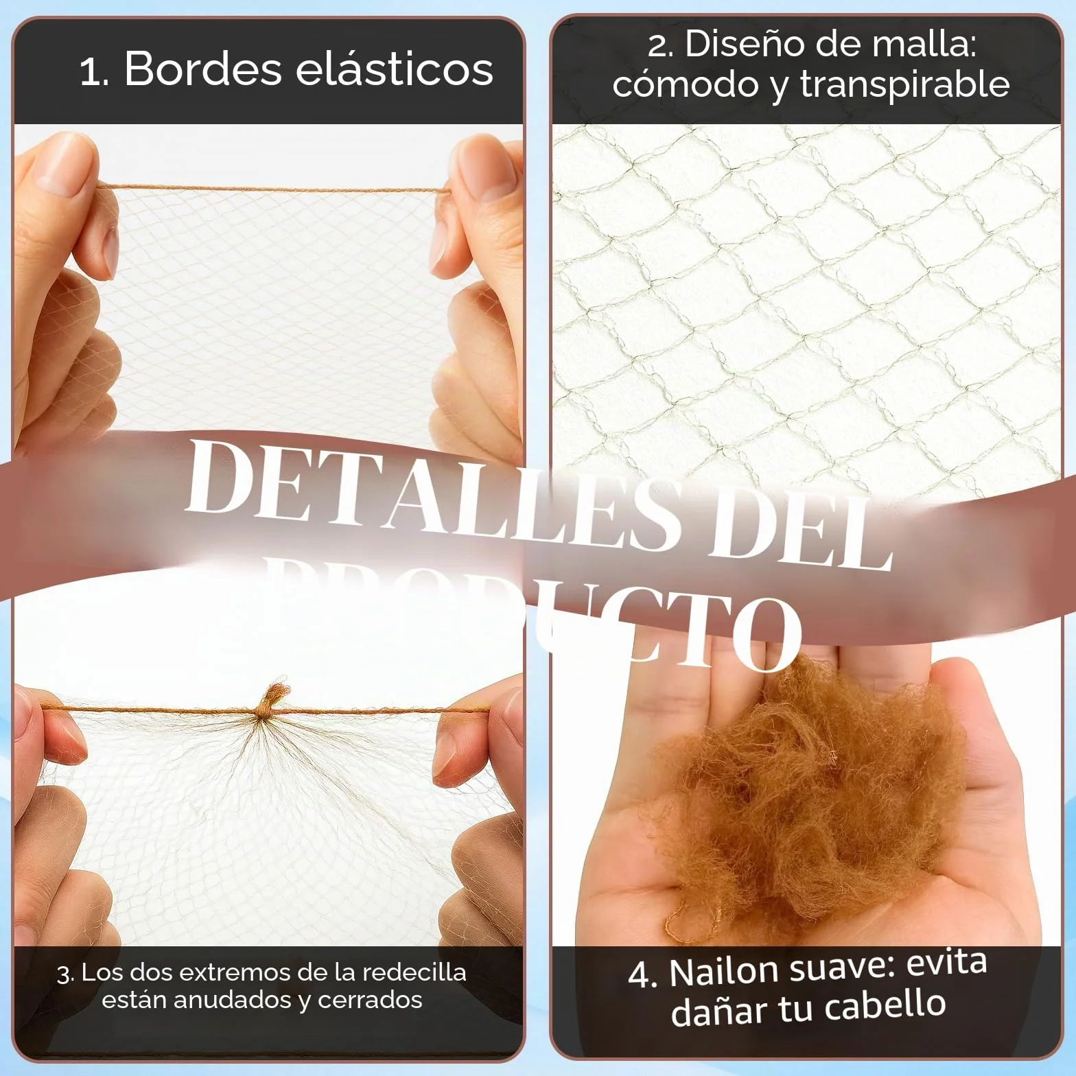 Mallas para el cabello para moños 20 piezas con horquillas en forma de U 50 cm/20 pulgadas para mujeres niñas bailarinas
