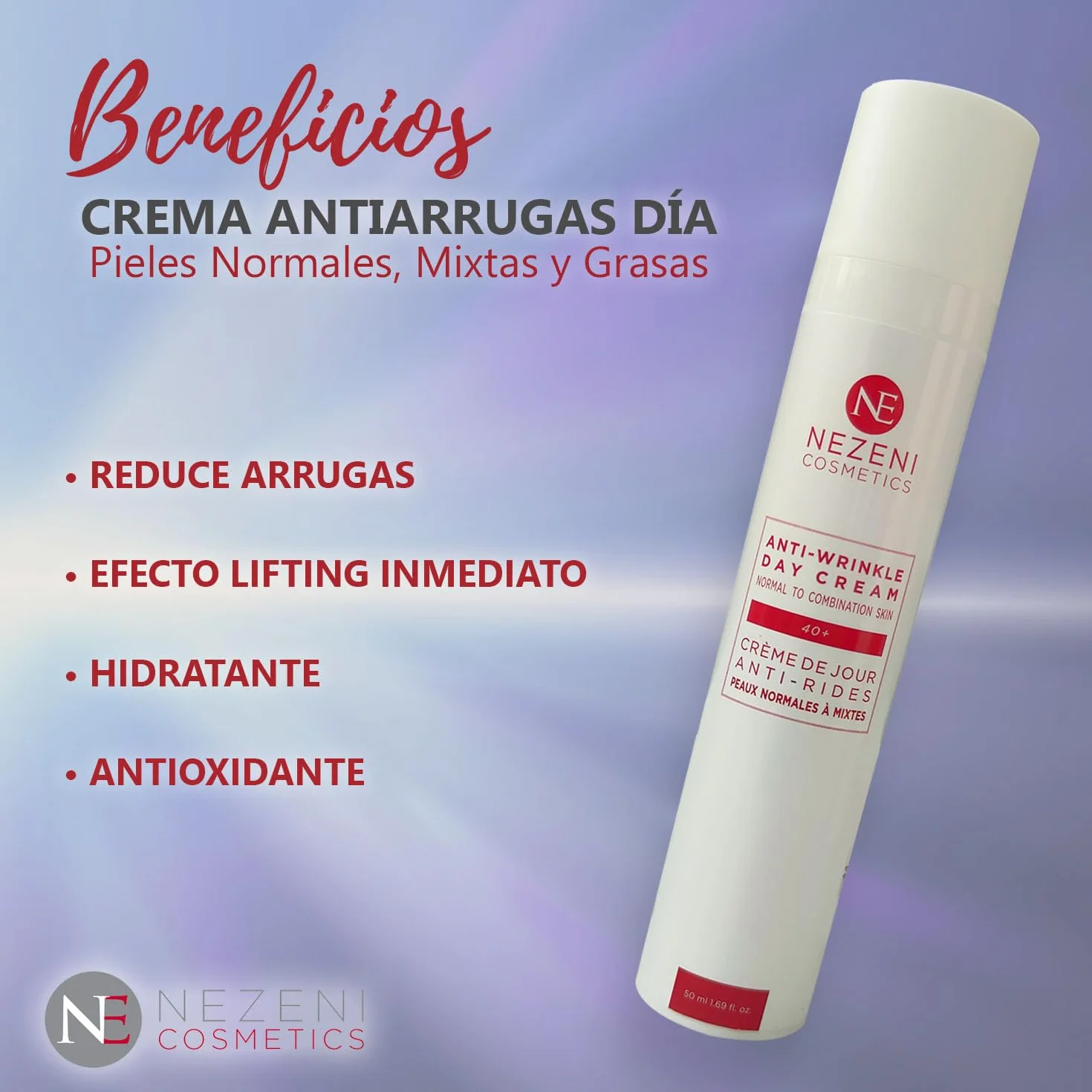 Nezeni Crema Facial Antiarrugas Mujer/Hombre 16 Principios Activos | Rellenador Arrugas Profundas | Crema Antiarrugas Día Reafirmante Para Cara, Cuello y Escote | Piel Normal, Grasa y Mixta