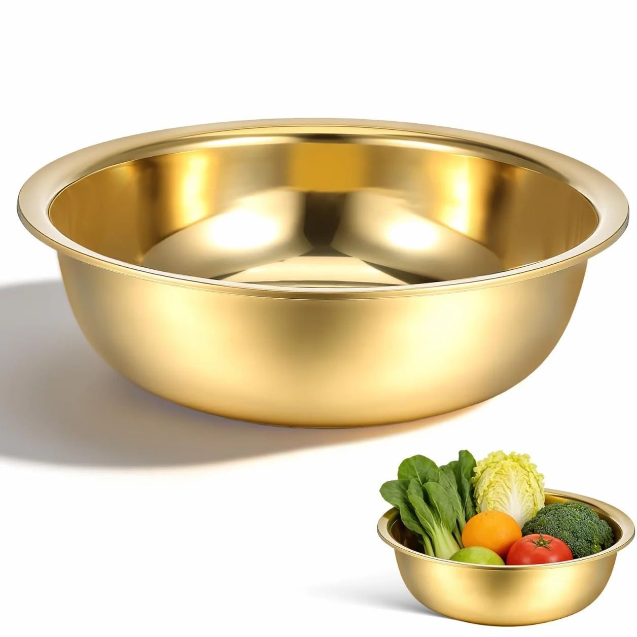 Tofficu Lavabo Multifuncional De Acero Inoxidable 38 Cm Grueso Resistente Para Verduras y Pies Uso Doméstico y Viajes Cuenco Sin Decoración De Alegría