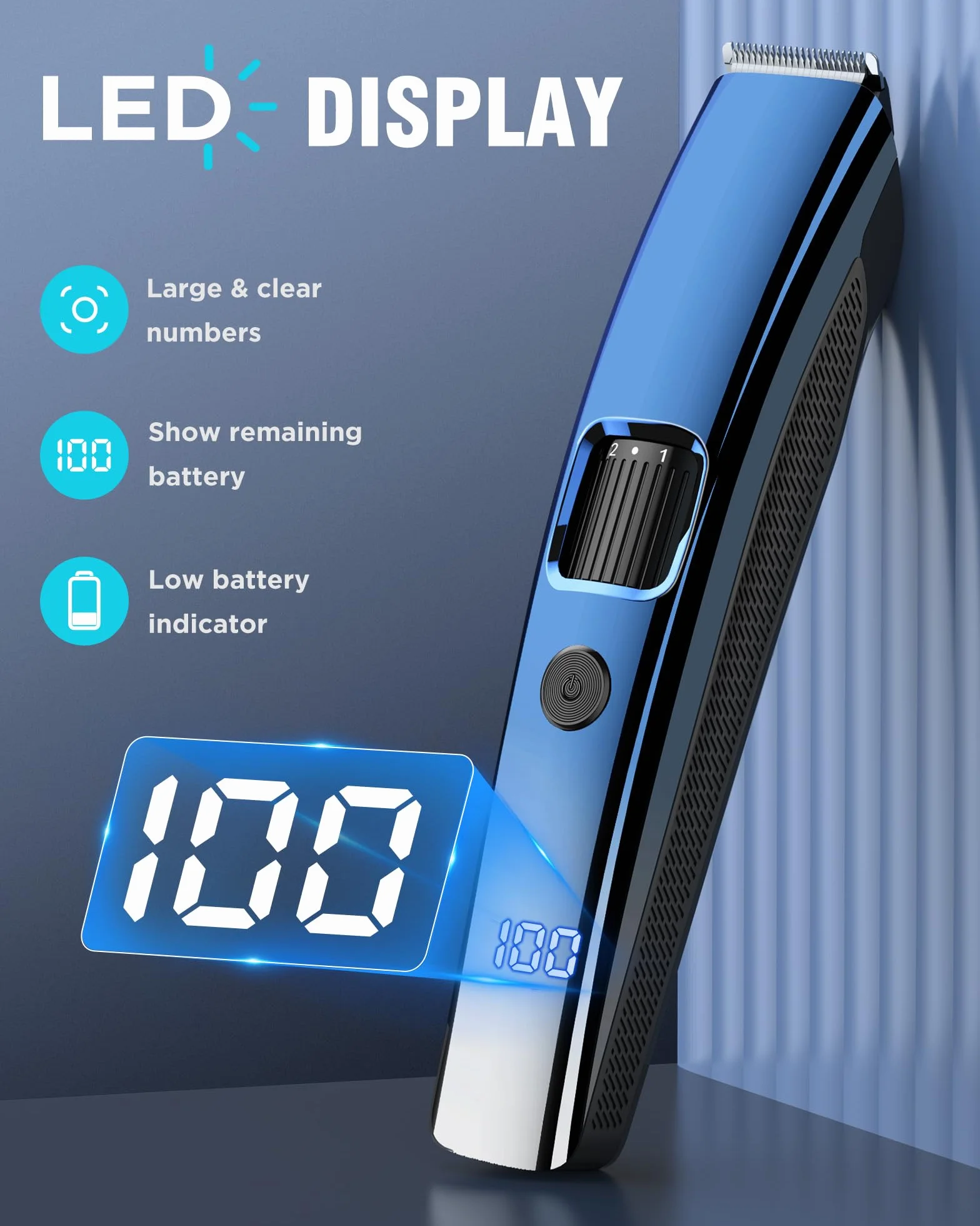 Recortadora de barba eléctrica inalámbrica 1-10 mm con indicador de batería, kit recargable USB