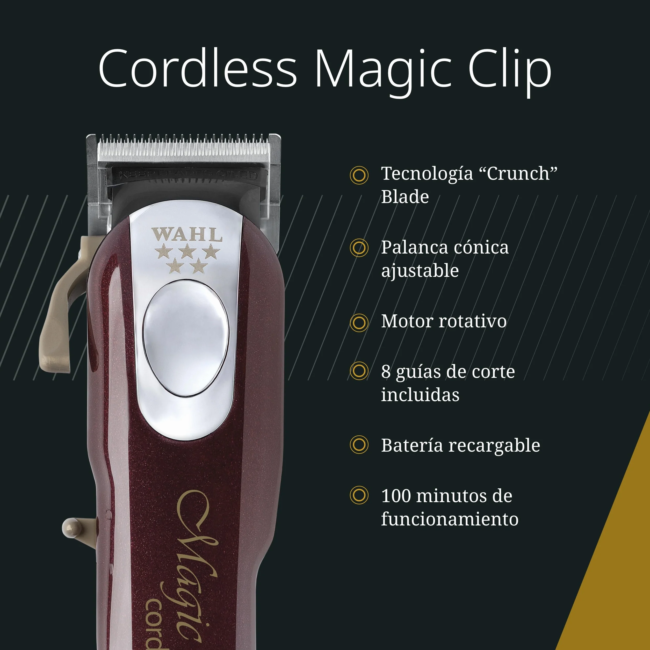 Wahl Cordless Magic Clip Cortapelos para Difuminar Máquina de Cortar Pelo Hombre Rojo