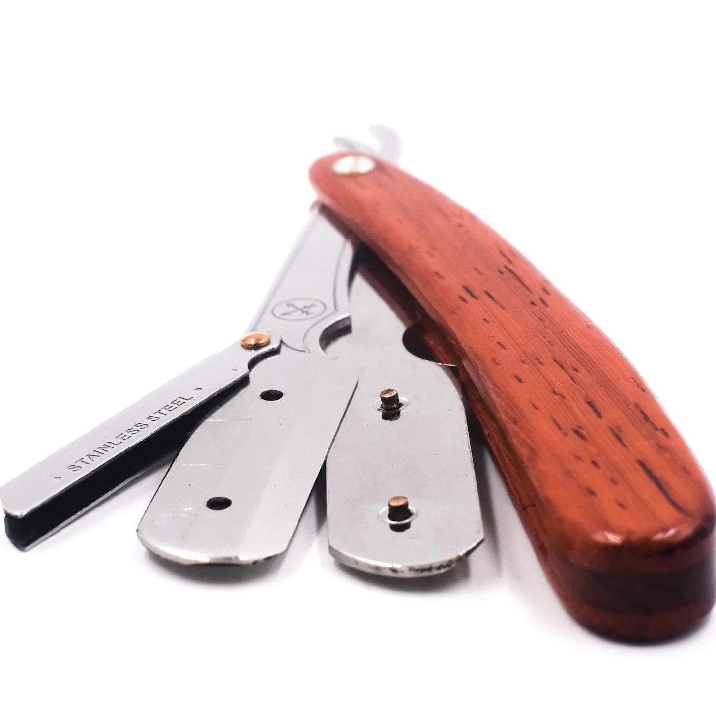 Parker Safety Razor Parker Rosewod mango de madera profesional peluquero maquinilla de afeitar recta y 5 hojas - Nuevo 2019 Palo de rosa