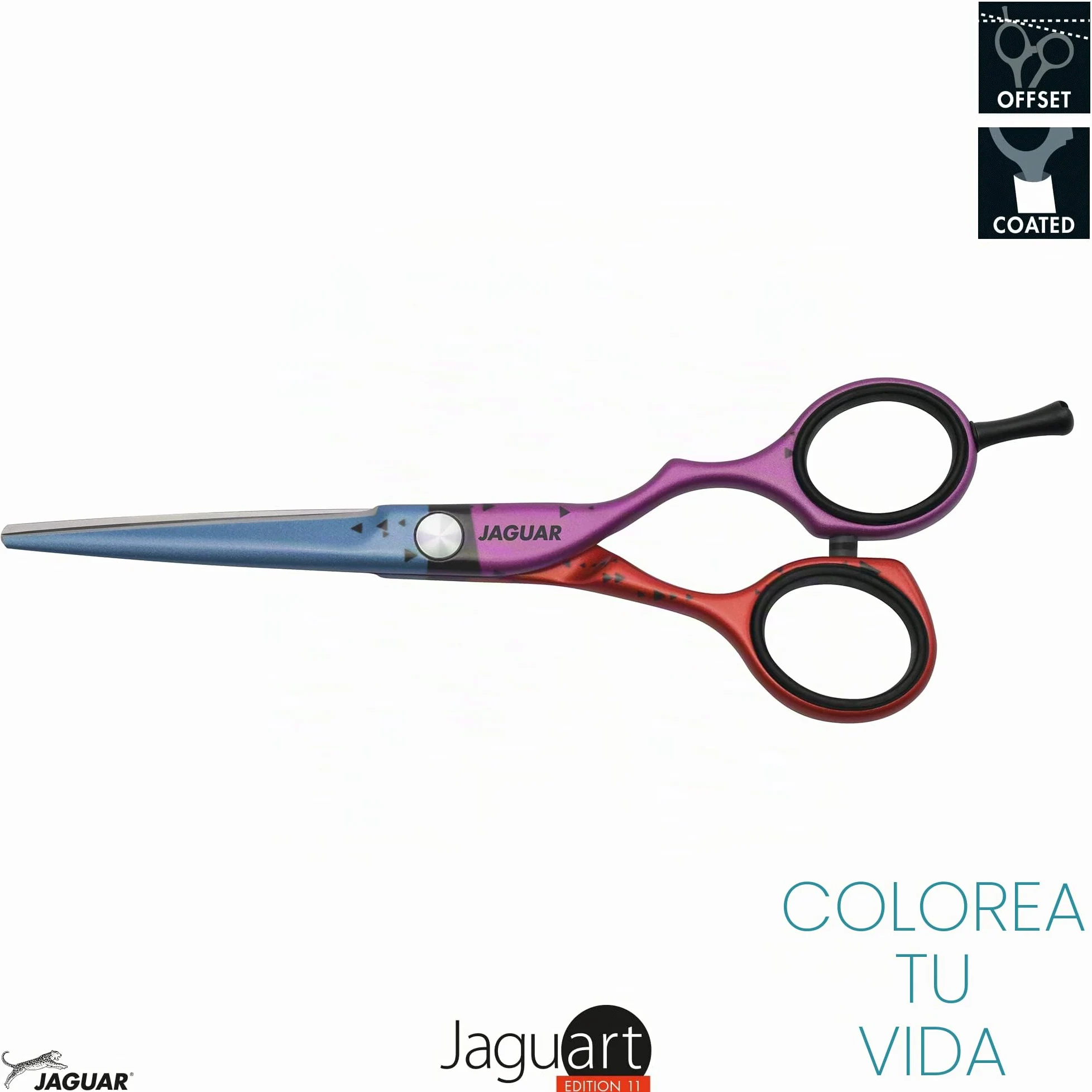 JAGUAR Jaguart Focus on 5.5" | Tijeras de peluquería con diseño offset | Revestimiento hipoalergénico y resistente de alta tecnología en calidad fotográfica | Fabricado en Alemania