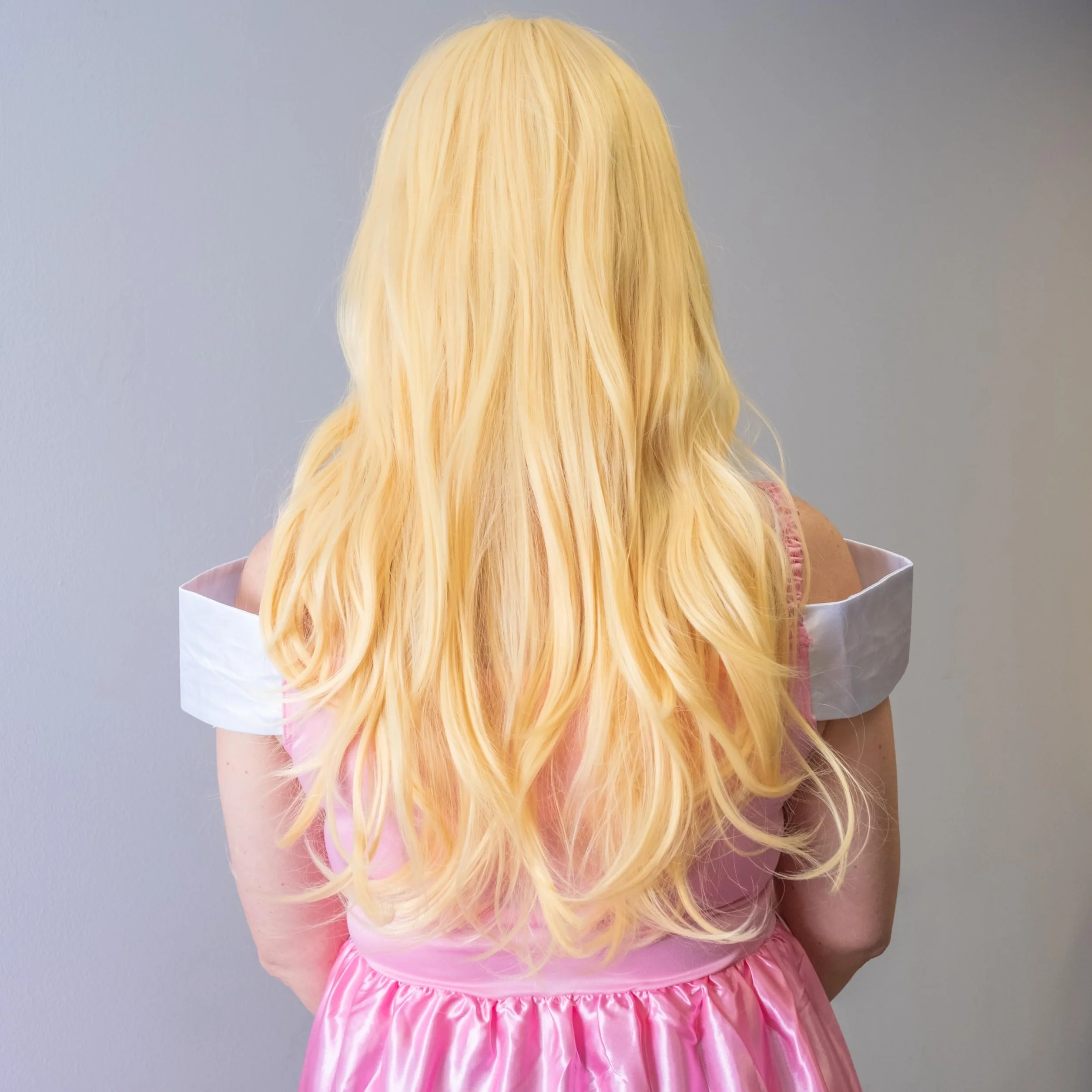 TRIXES Peluca Larga Ondulada Rubia Brillante para Disfraz Cosplay Halloween