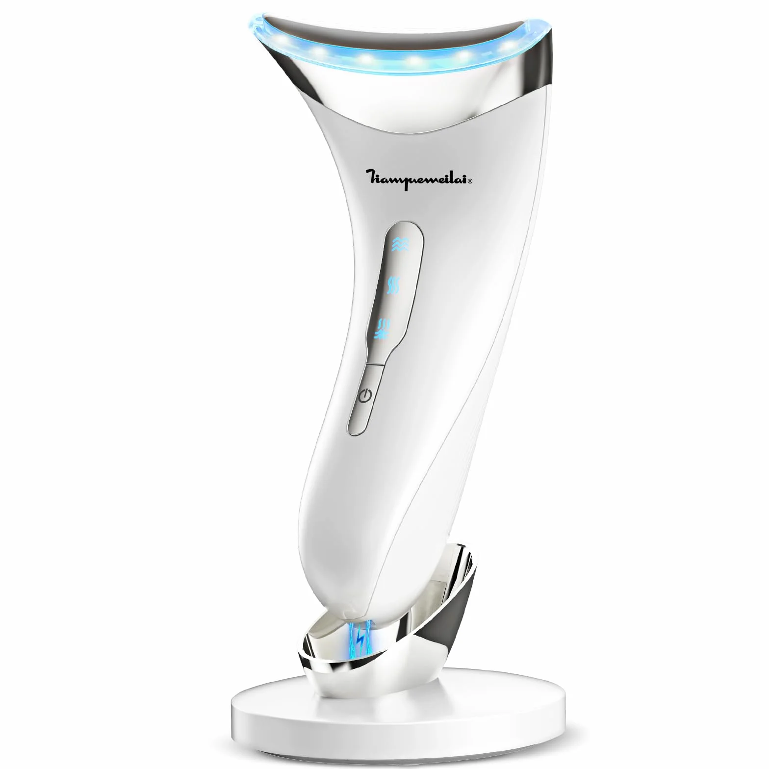 Masajeador Facial Electrónico Cara: Antiarrugas y Belleza con Calefacción de 45℃, Reductor de Papada para Mujer, Máquina de Belleza LED EMS Lifting para Líneas del Cuello