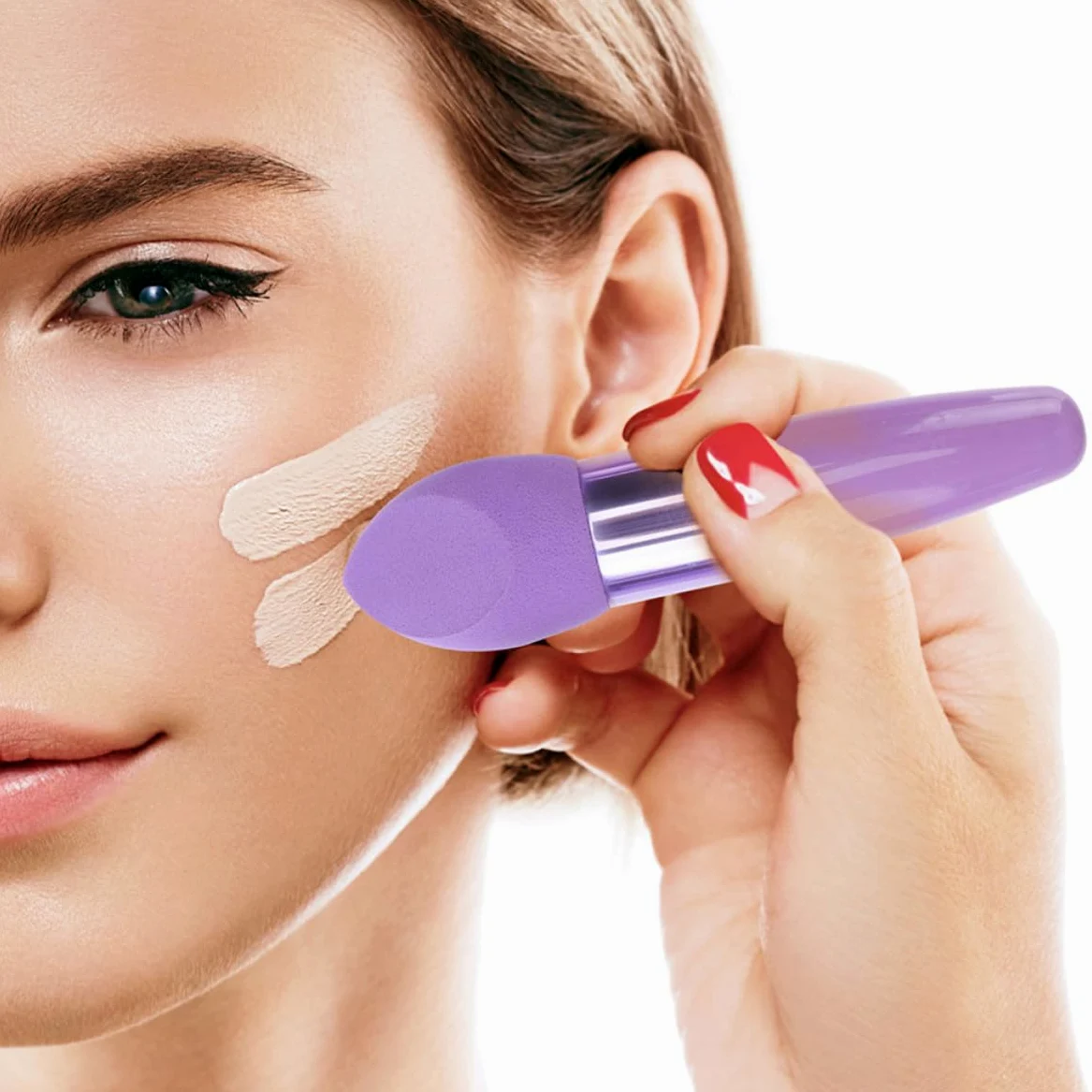 Luxshiny 6 Esponjas de Maquillaje de Látex Mango, Diseño Portátil y Delicado, Forma de Lápiz para Aplicación Húmeda y Seca, Herramientas Simples y Prácticas